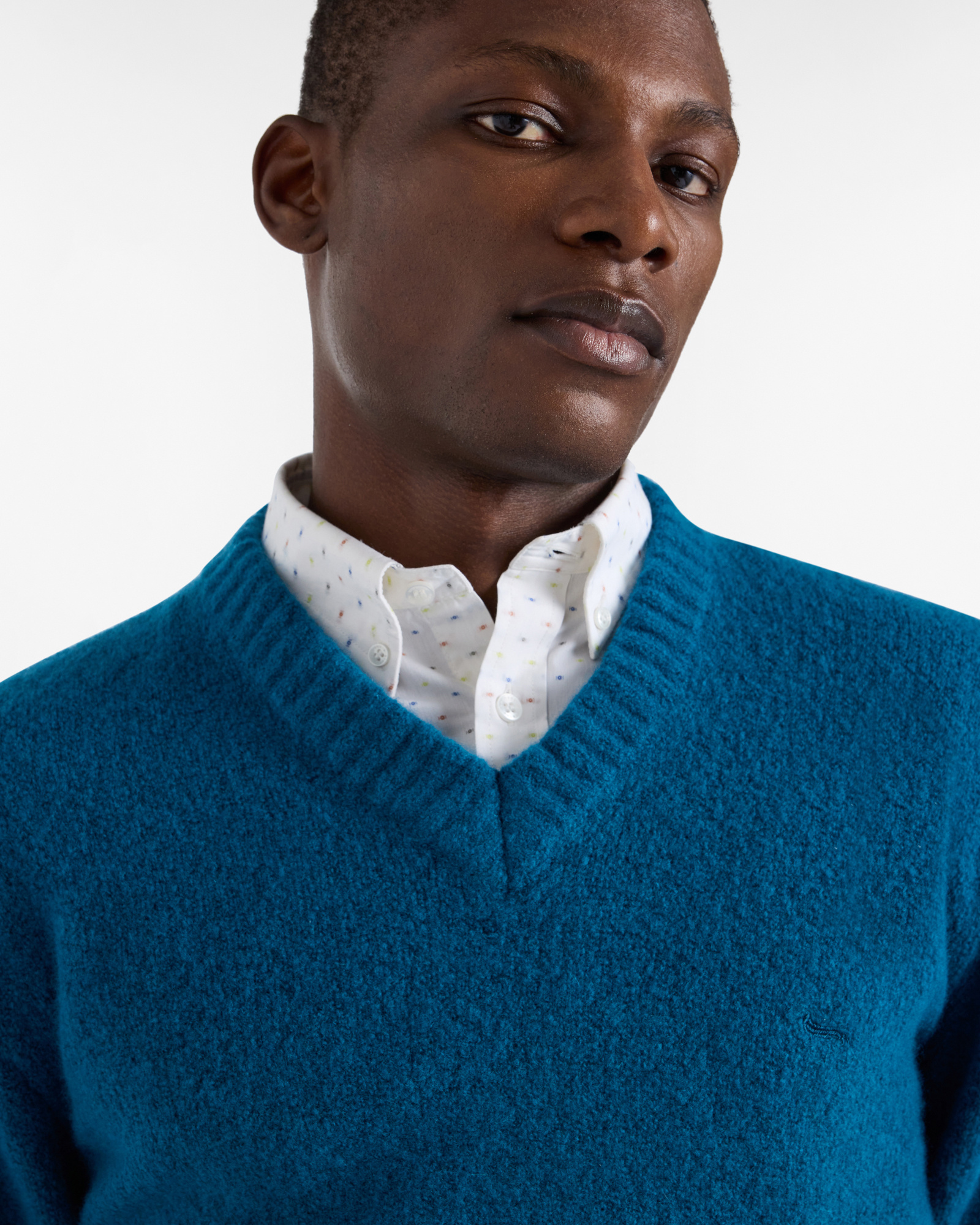 V-Neck Wool Pullover, Bluette, large image number 2