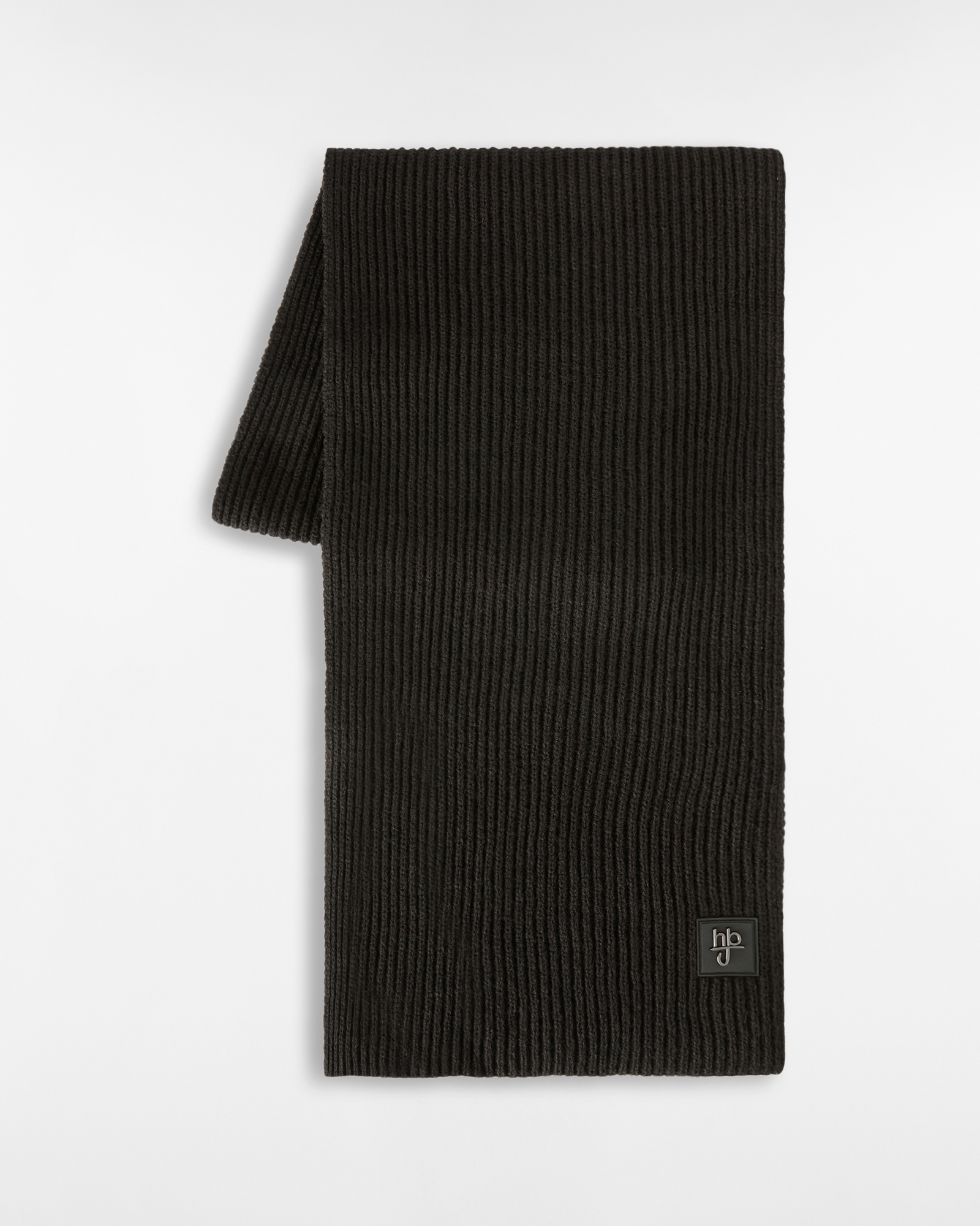 Sciarpa in Misto Lana a Coste Inglesi con Patch Logo, Nero, large image number 1
