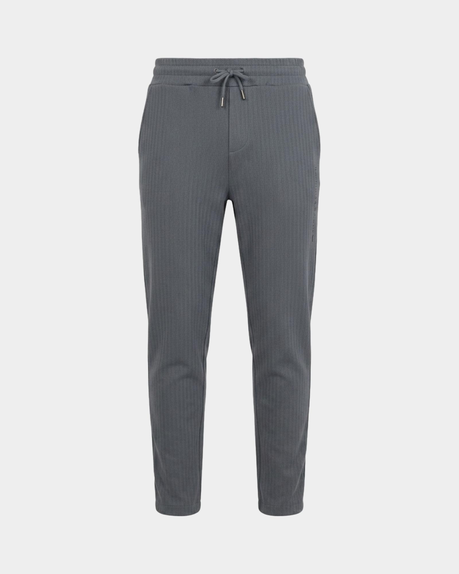 Pantal&oacute;n para hombre en felpa  con trama de espiga, GRIS, large