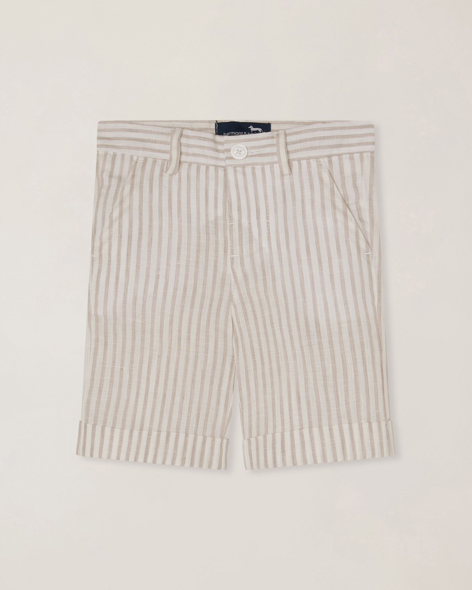 Striped linen bermuda shorts