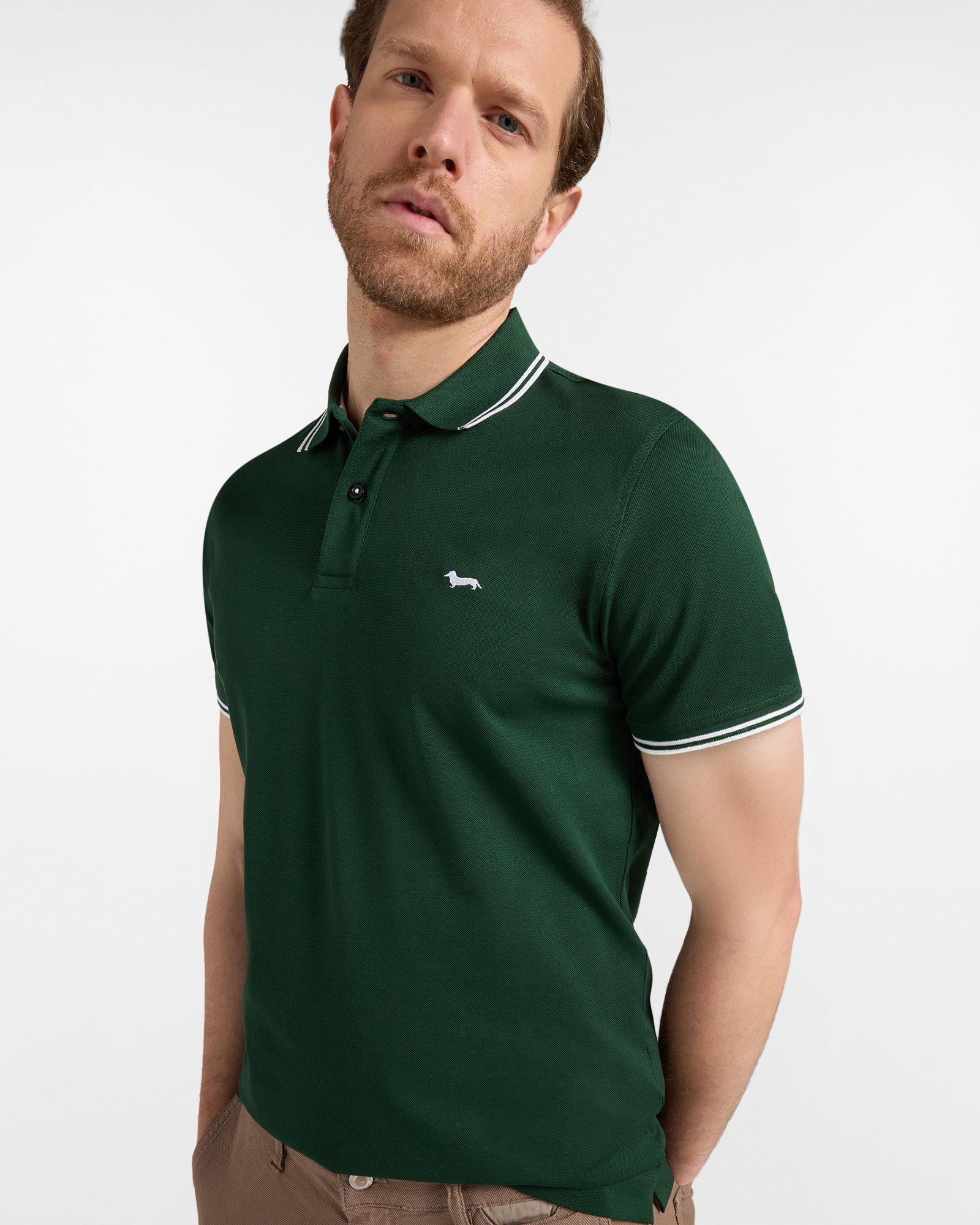 Men's polo shirt with contrasting stripe details, Amaranth, large image number 2