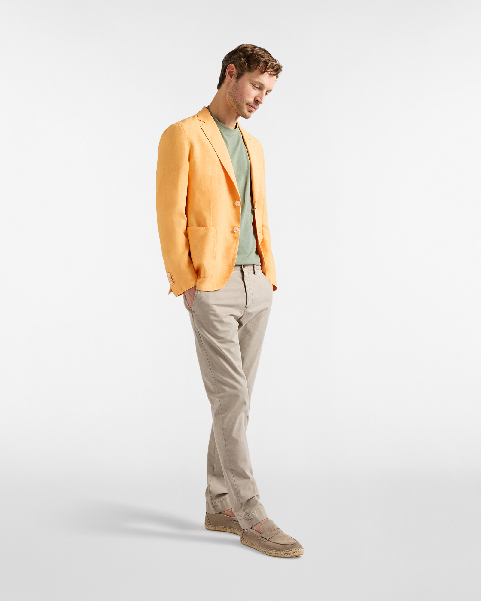 Giacca monopetto in puro lino, Arancio, large image number 3