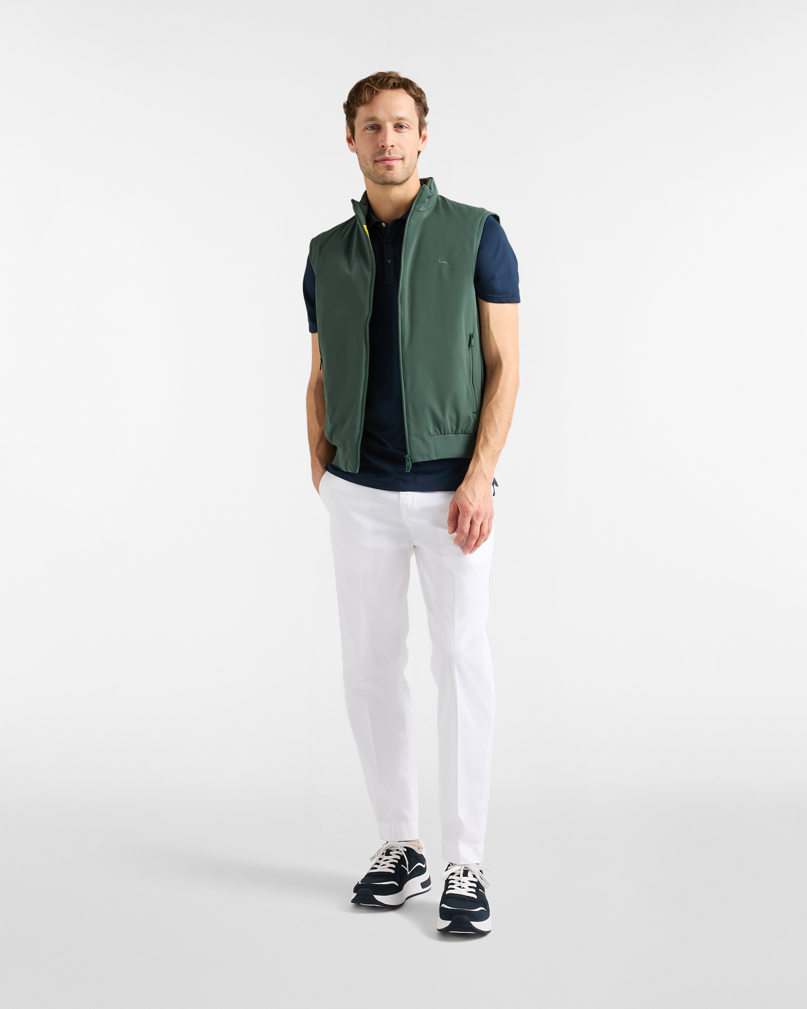 Gilet Uomo in Nylon Con Ricamo, Verde, large image number 3
