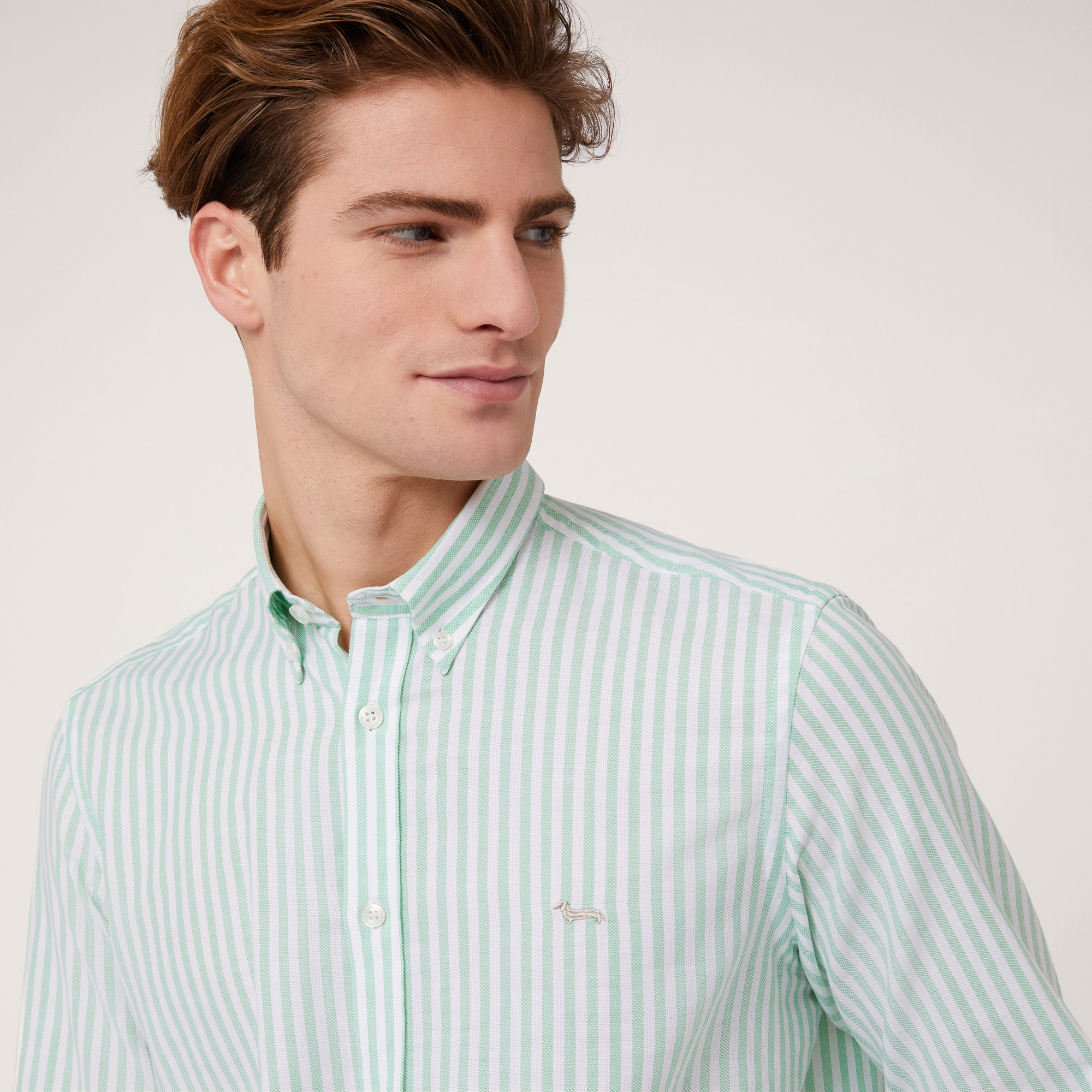 Striped Woven Cotton Shirt, Herb, large image number 2