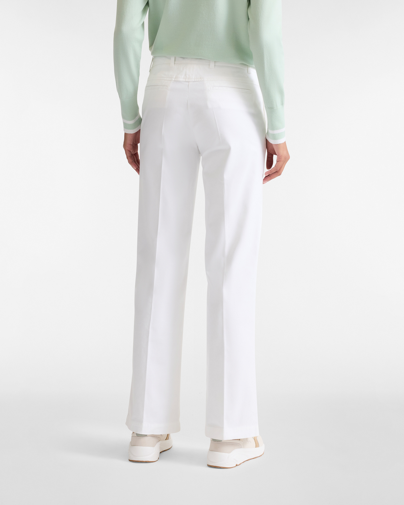 Pantaloni Gamba Dritta In Raso, Bianco Latte, large image number 1