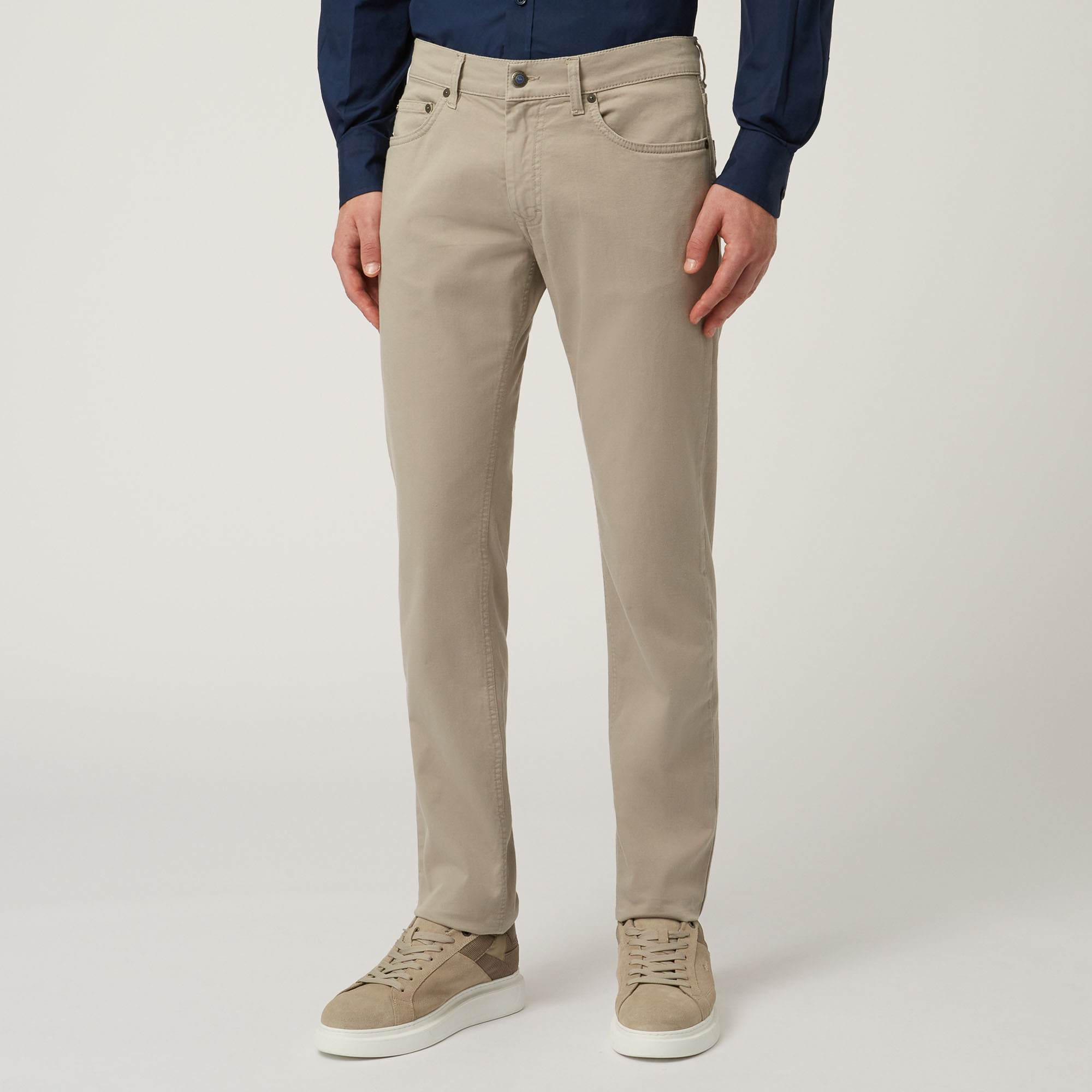 Essentials trousers in plain coloured cotton, Beige, large image number 0