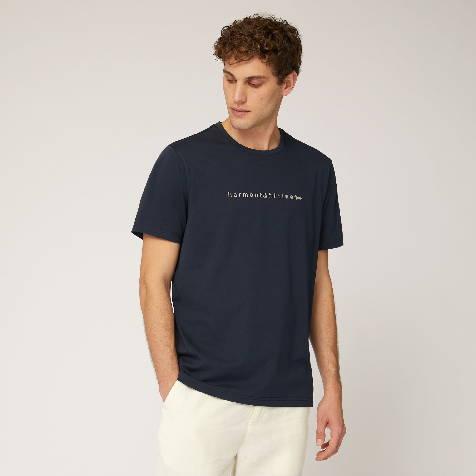 T-Shirt with Lettering and Logo, Blue, large image number 0