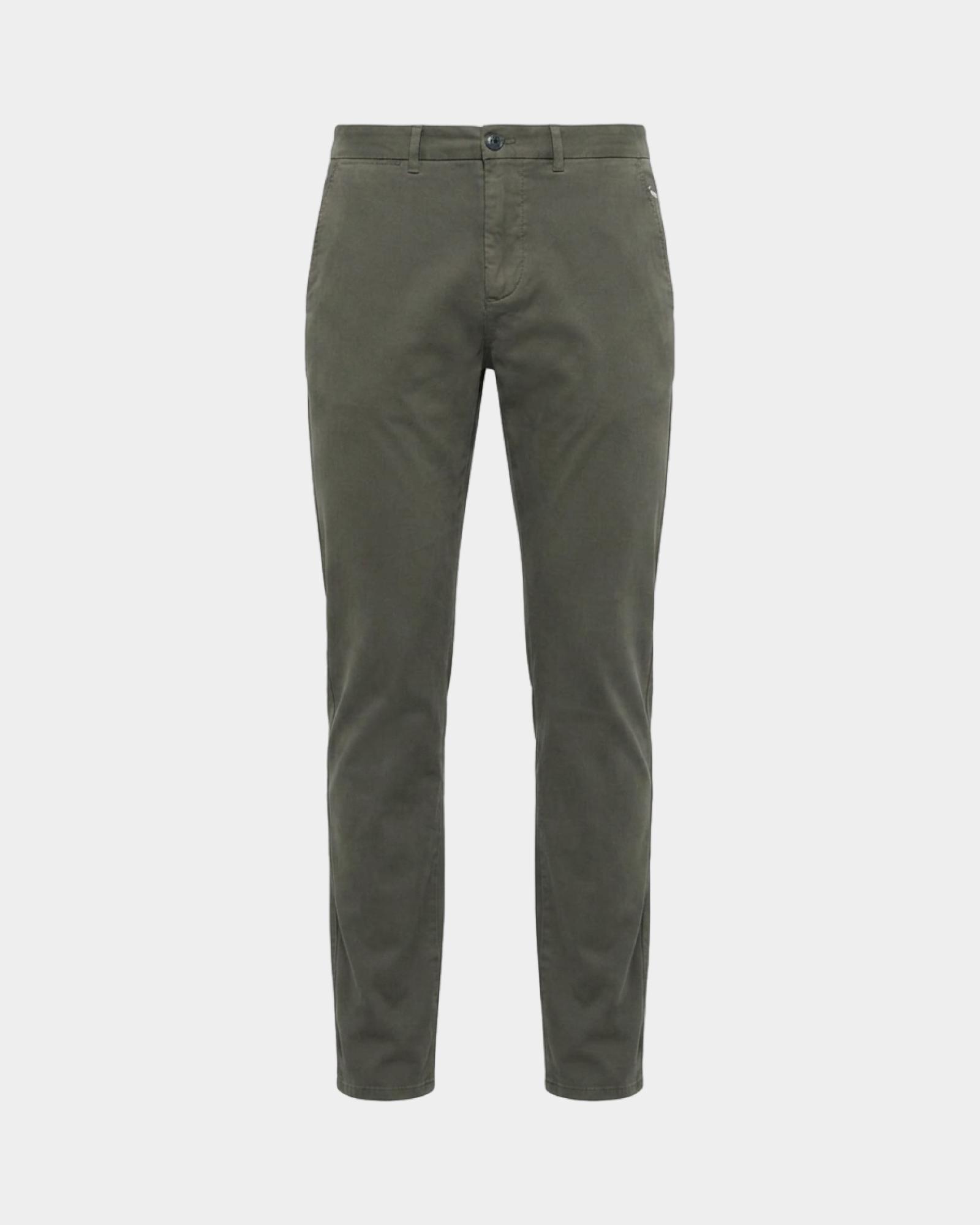 Pantal&oacute;n chino para hombre en algod&oacute;n el&aacute;stico corte Narrow, VERDE OSCURO, large