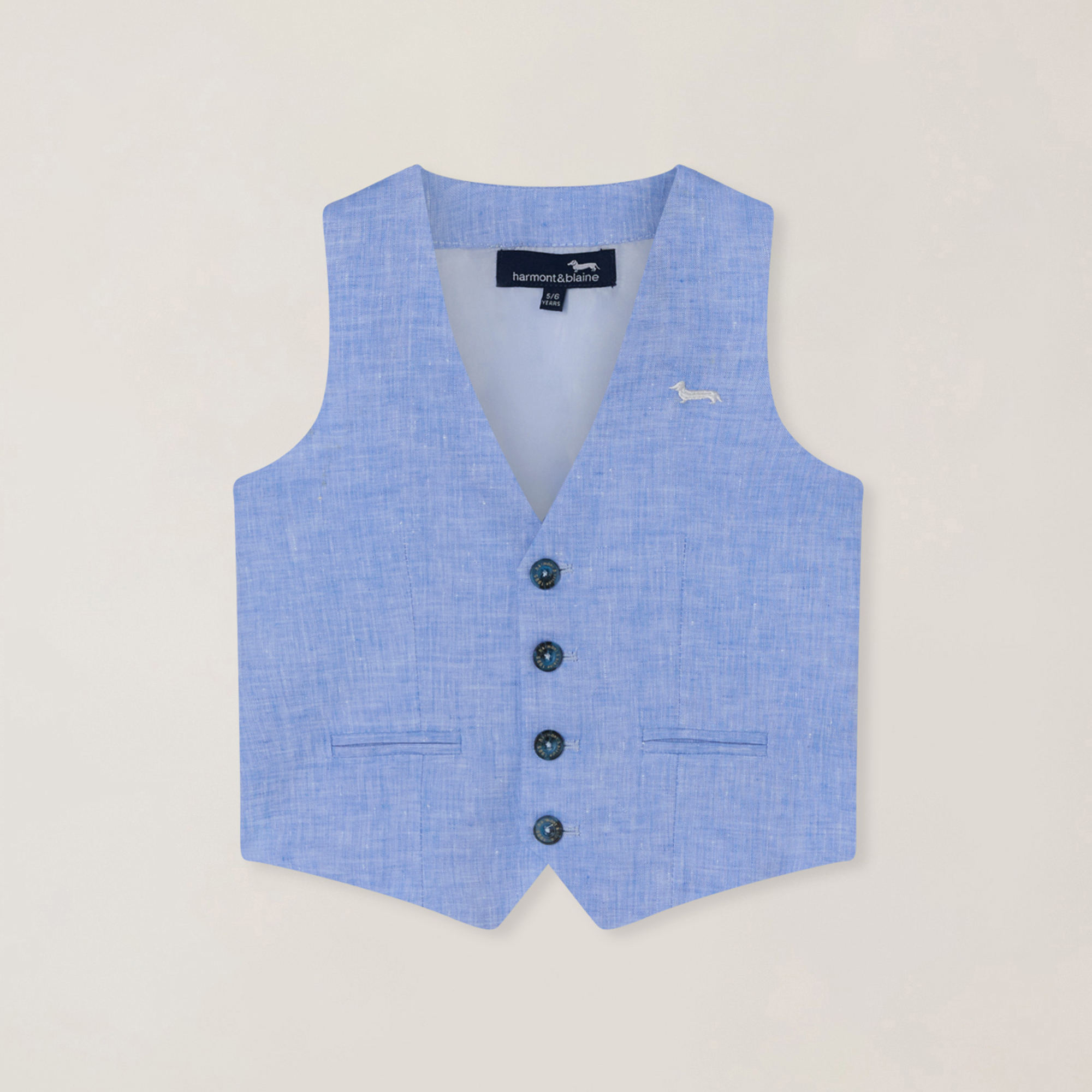 Chaleco de lino con logotipo bordado, Light Blue, large