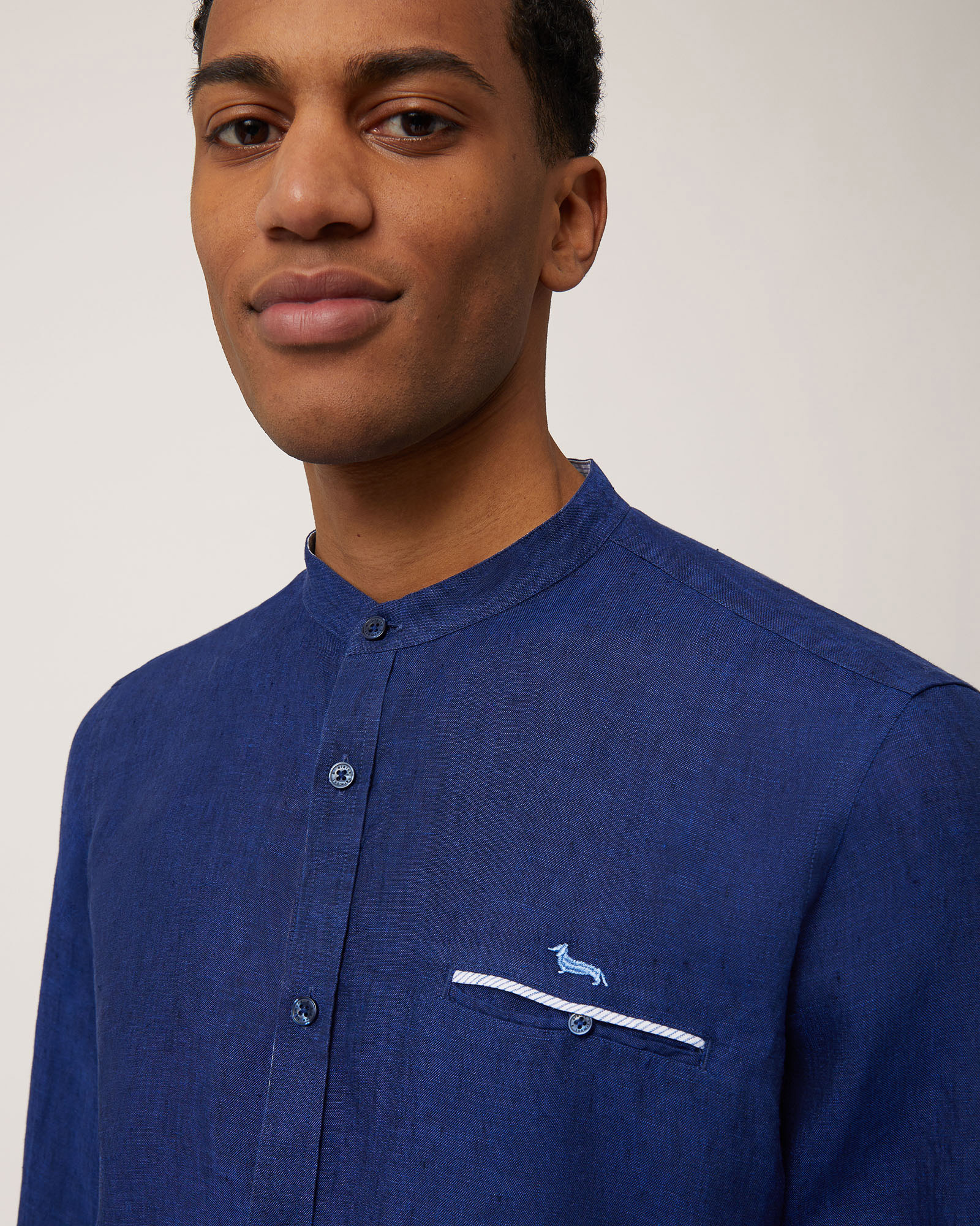Shirt with Mandarin Collar, Midnight Blue, large image number 2