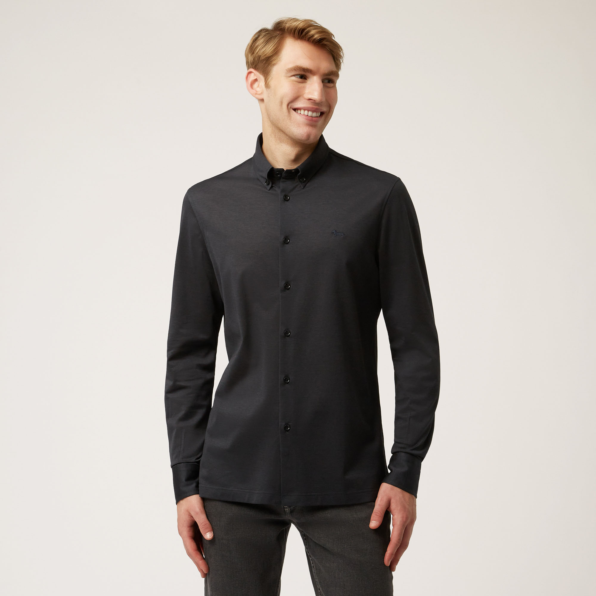 Camicia Casual In Cotone, Grigio, large image number 0