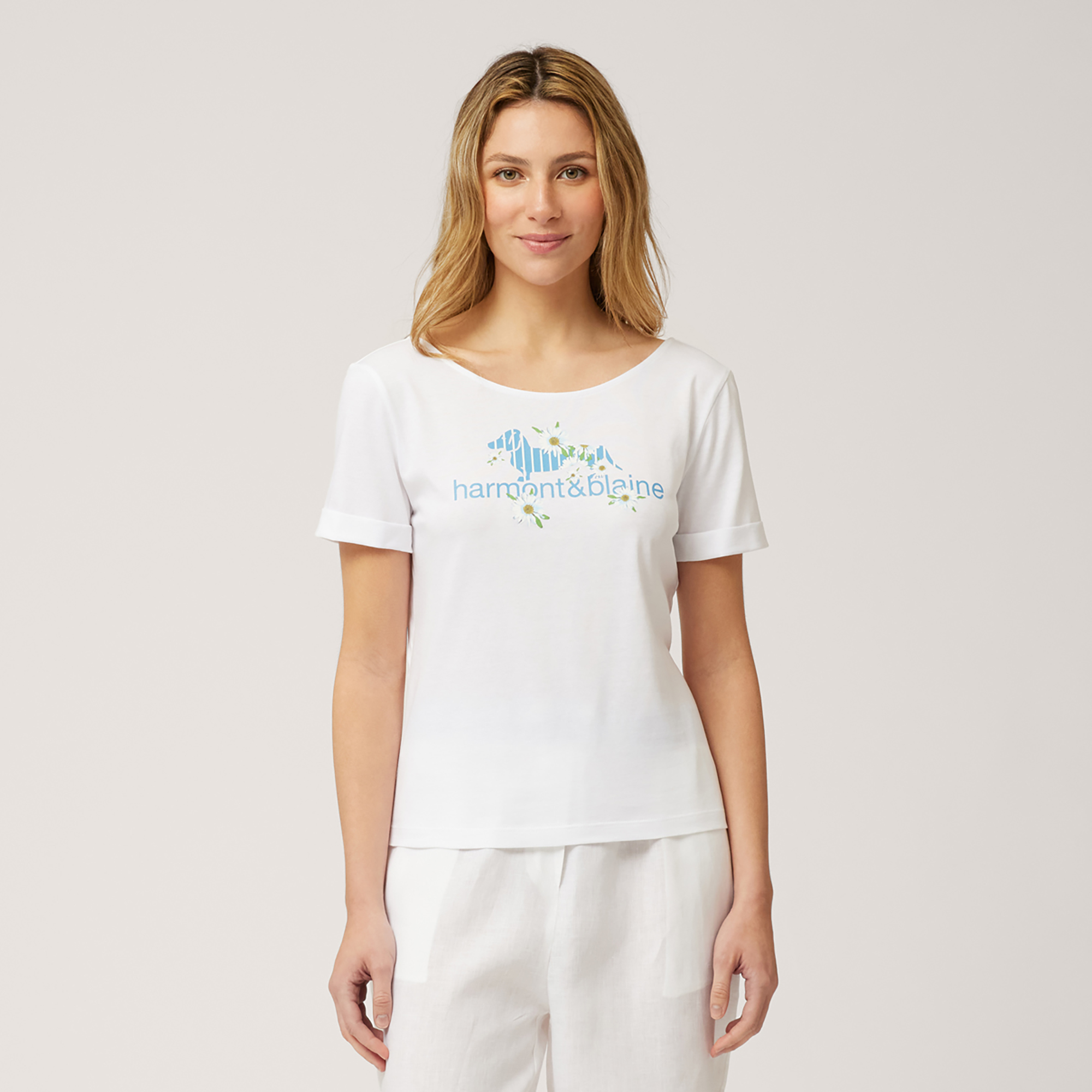 T-Shirt mit Druck und Cut-Out, Weiß, large image number 0