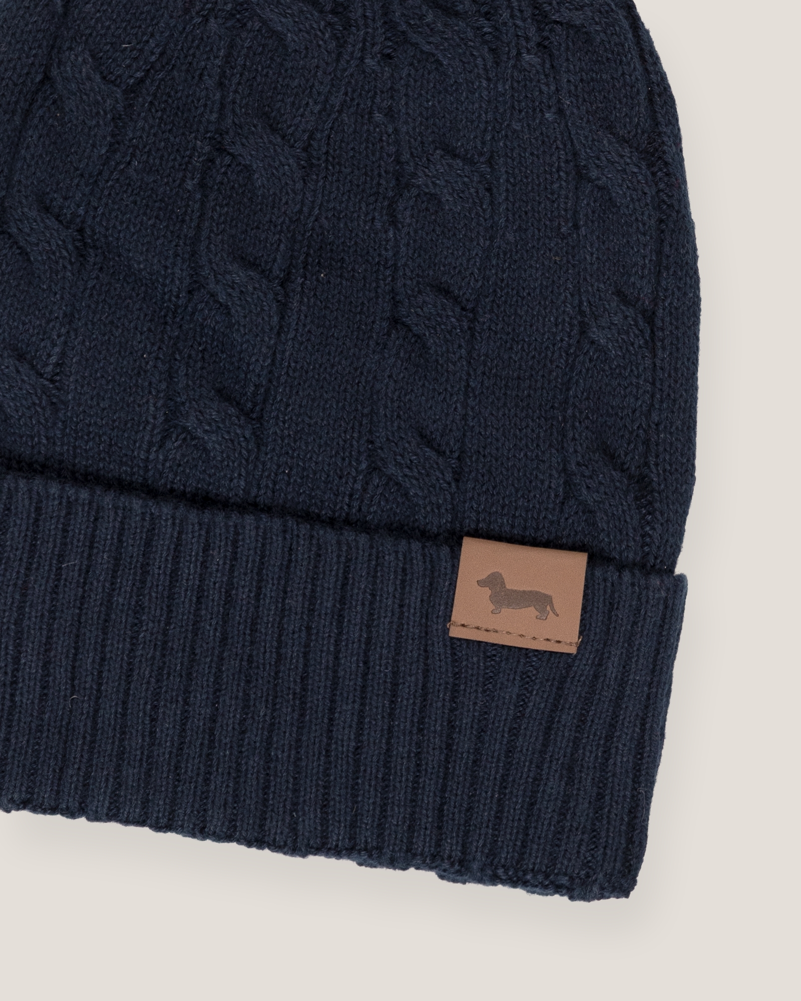 Cable-knit beanie, Dark Blue, large