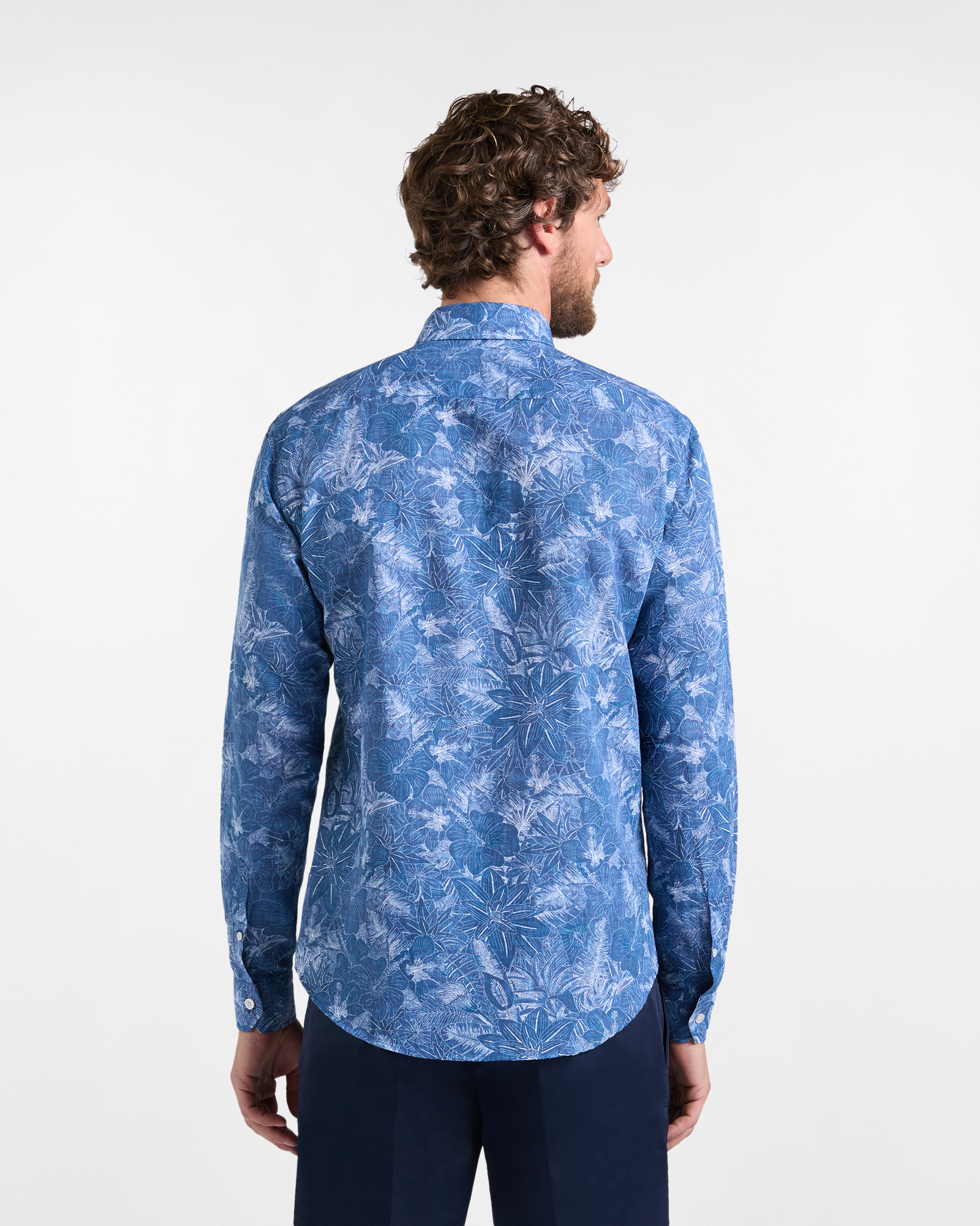 Men's narrow-fit floral print shirt, Light Blue, large image number 2