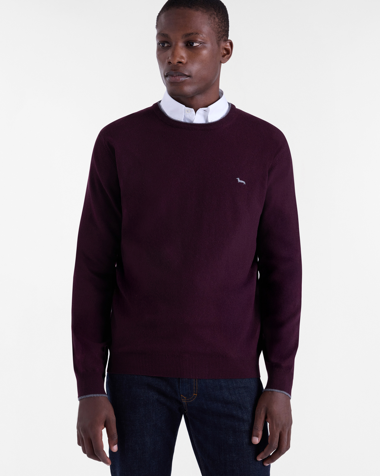 Sweater with Contrast Details, Dark Red, large