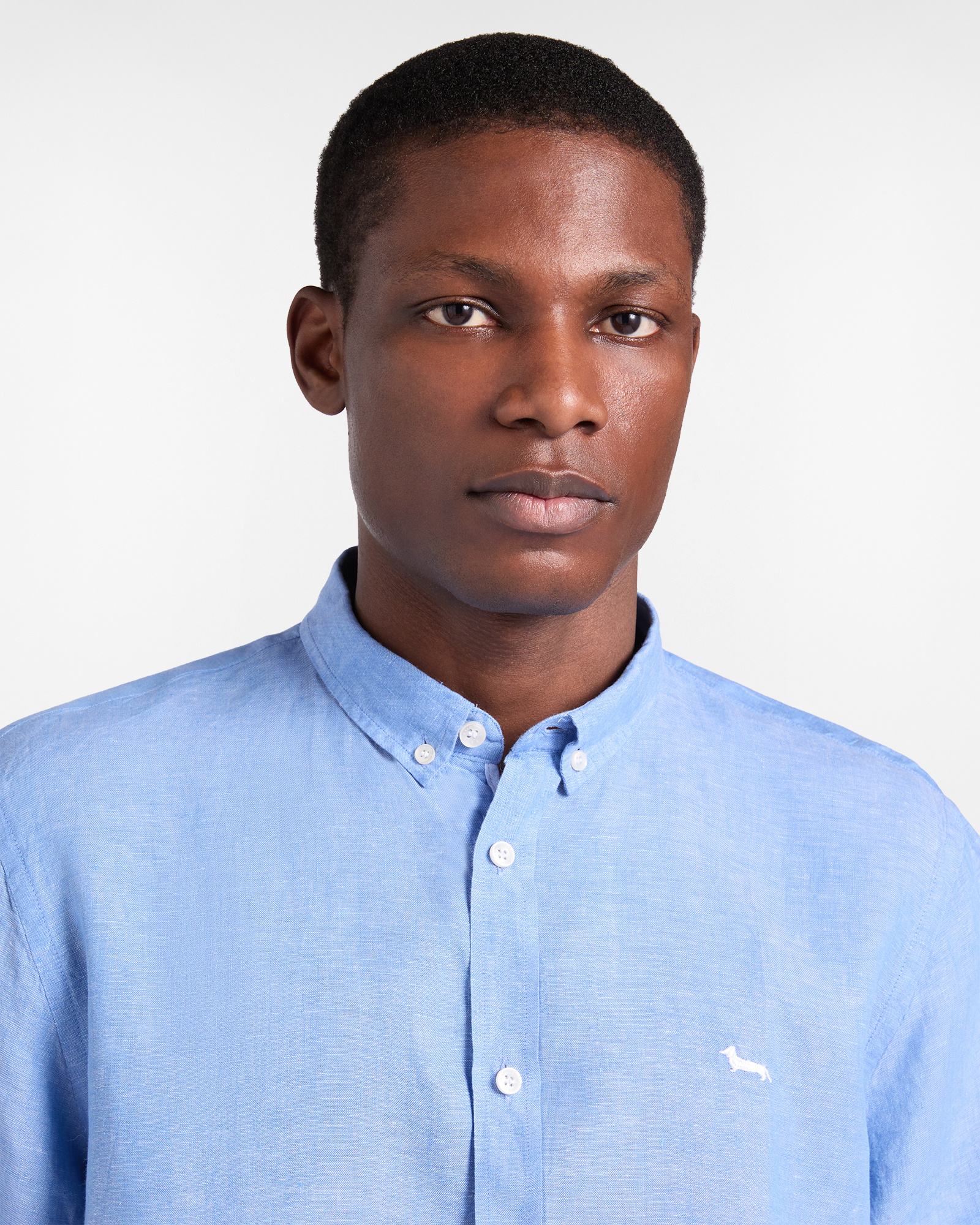 Straight-fit pure linen shirt