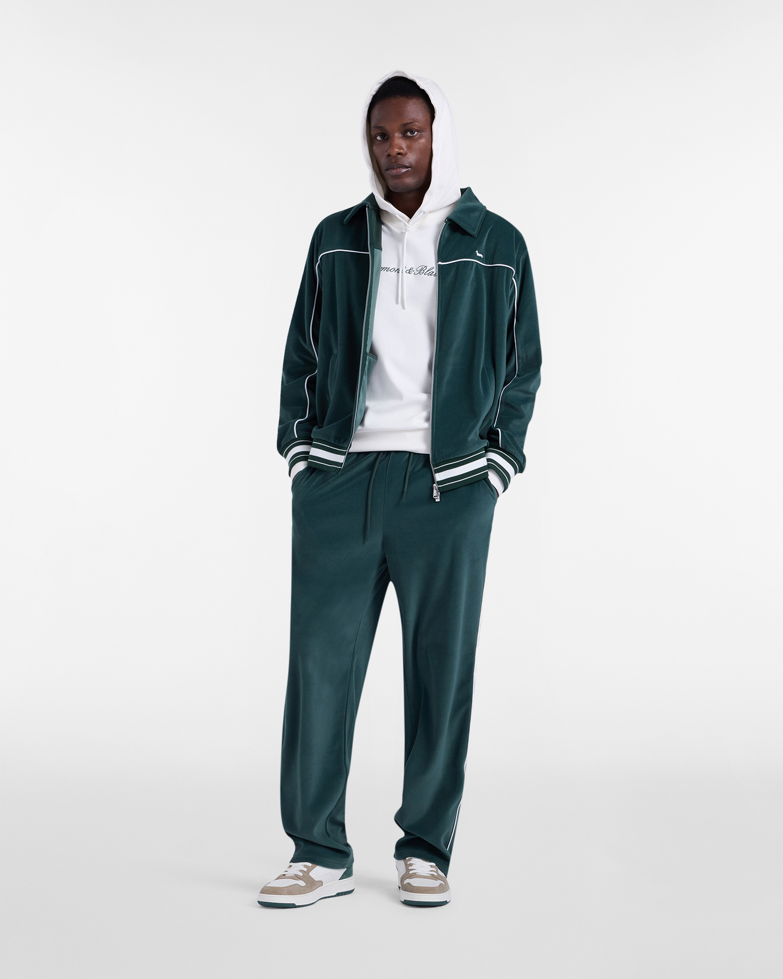 Sporty pants with corduroy piping, Green, large image number 3