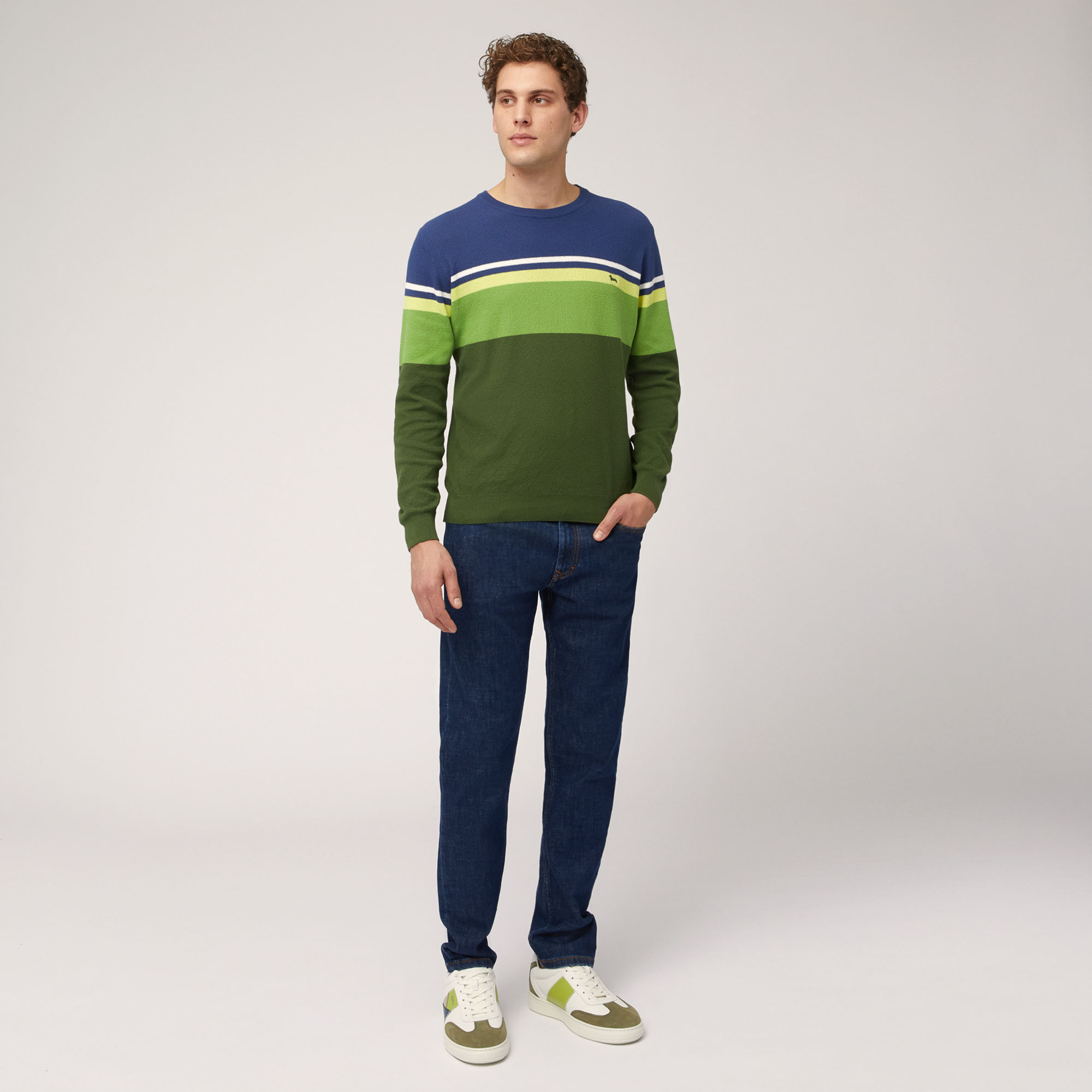 Jersey de algodón orgánico con cuello redondo y bloques de colores, Verde, large image number 3