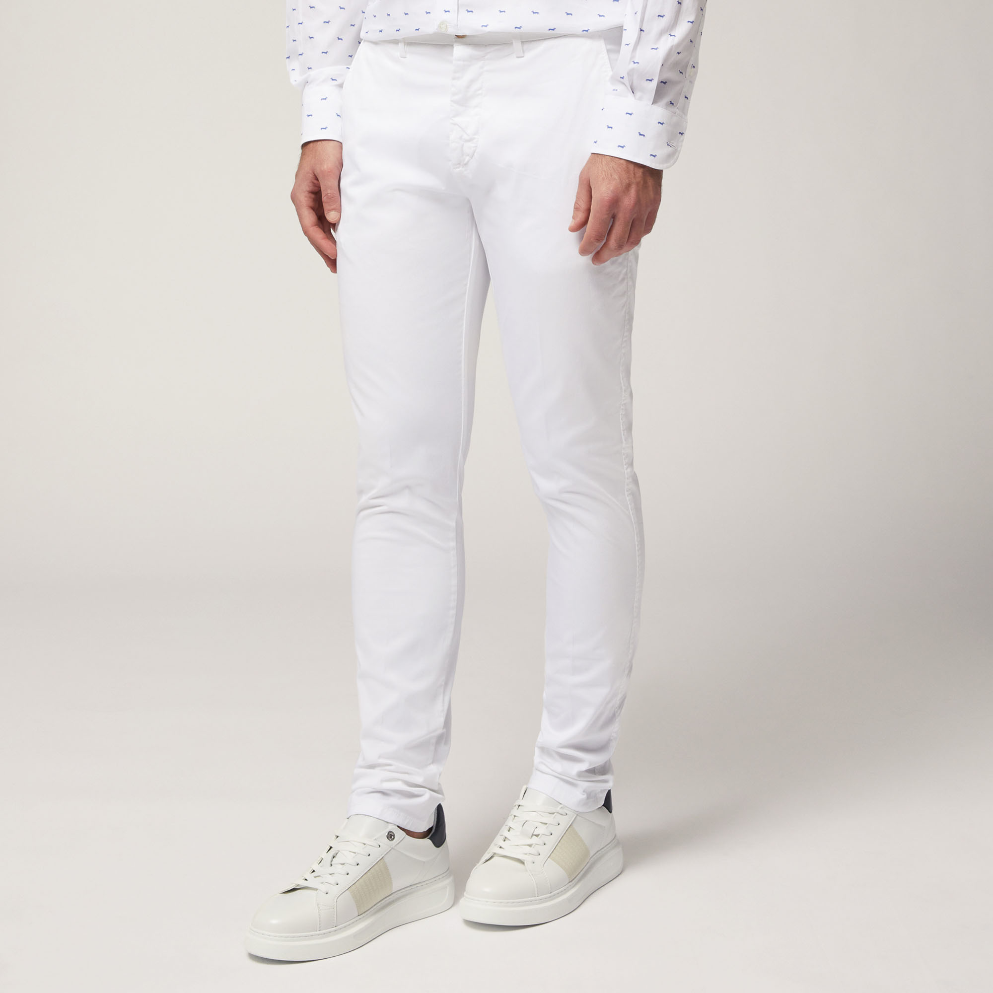 Pantalón chino de corte ajustado, Blanco, large