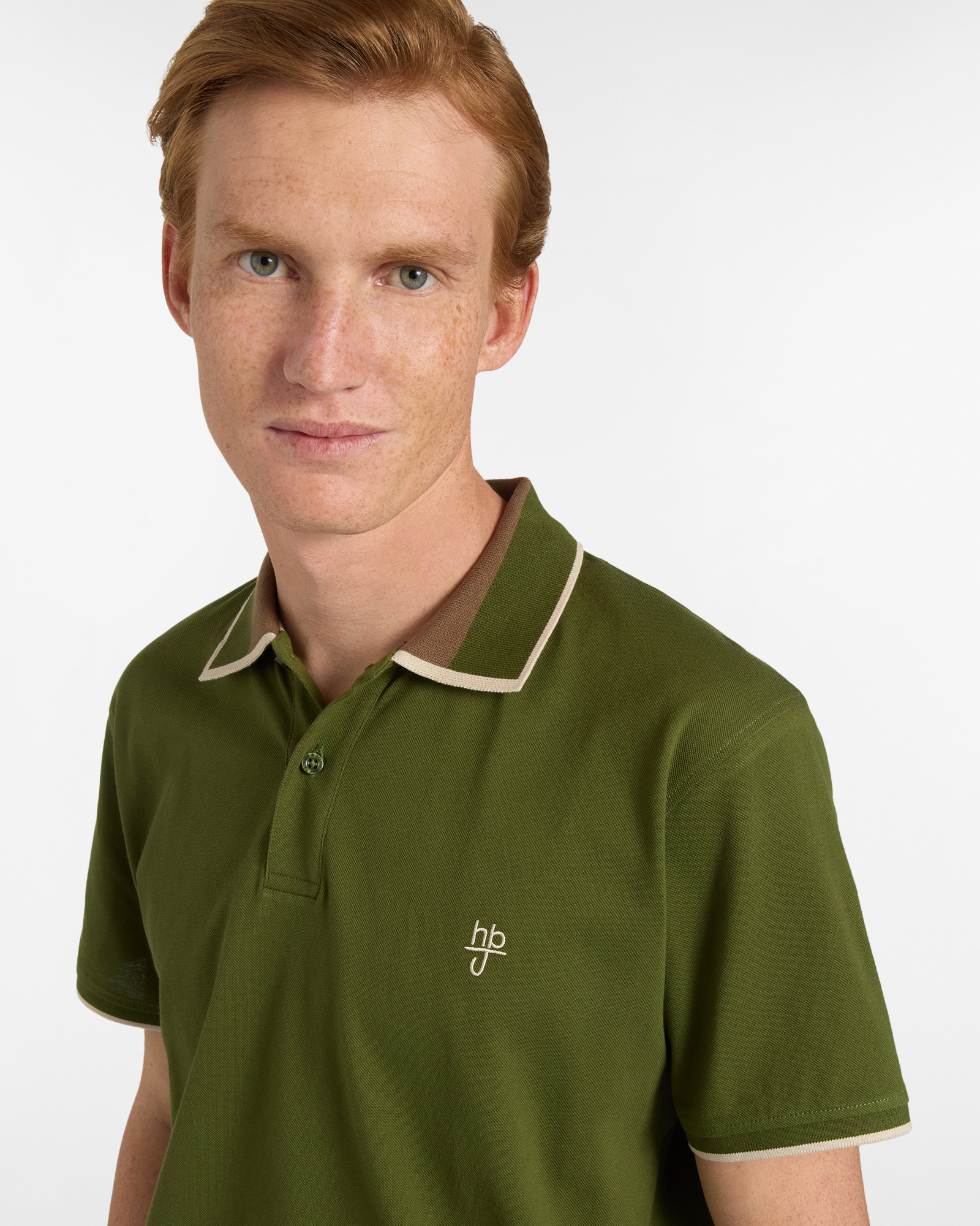 Polo uomo regular con bordini a contrasto, Verde militare, large image number 2