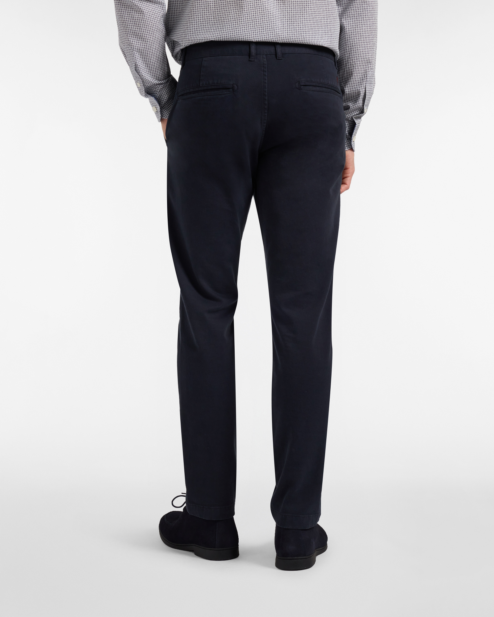 Pantalone Chino HBJ Uomo Narrow Fit in Cotone Stretch Dobby, BLU SCURO, large