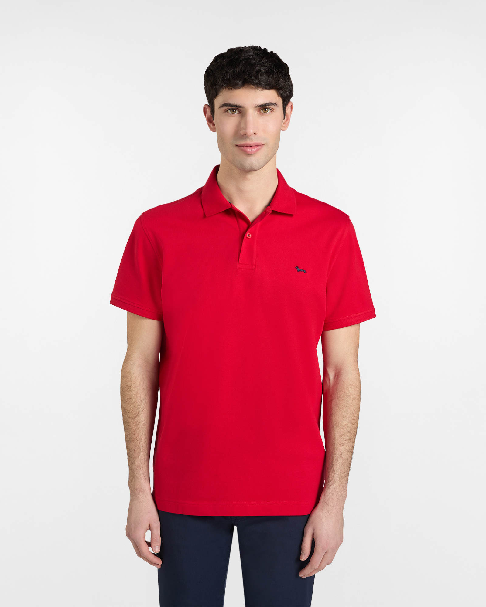Basic stretch piqu&eacute; polo shirt, Red, large