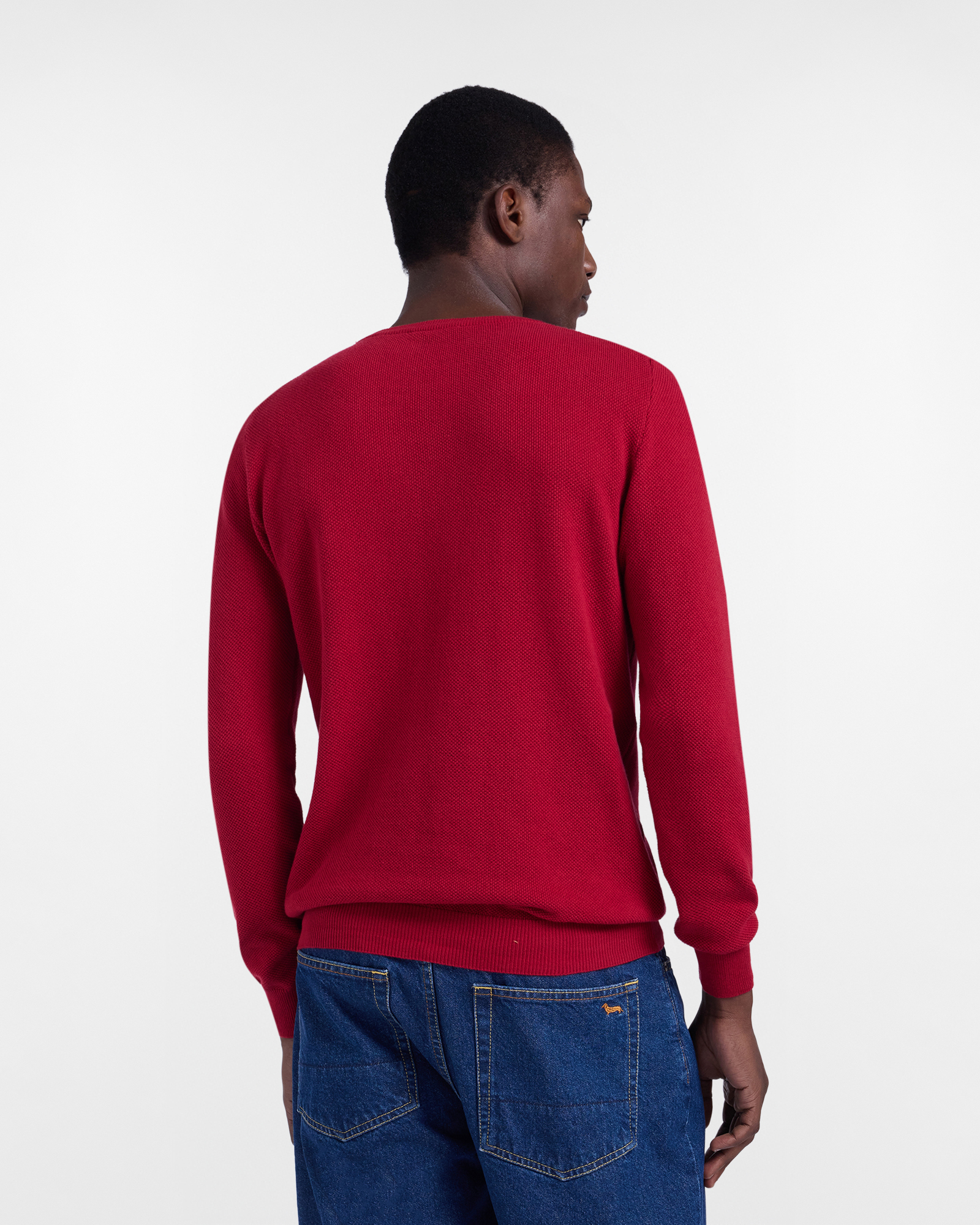 Crewneck pullover with 3D processing, Red, large image number 1