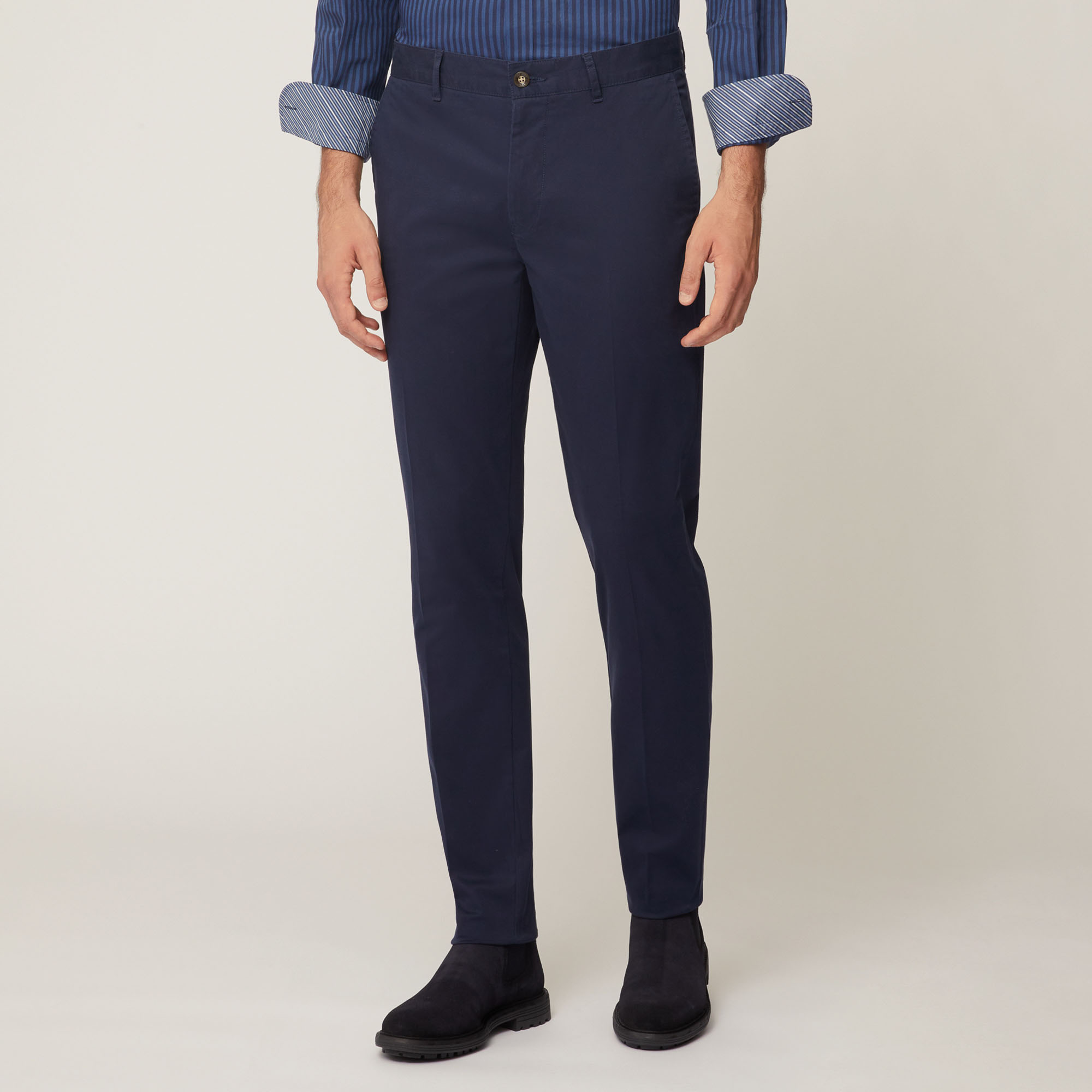 Pantalone Chino Narrow In Twill Leggero Di Cotone, Light Blue, large