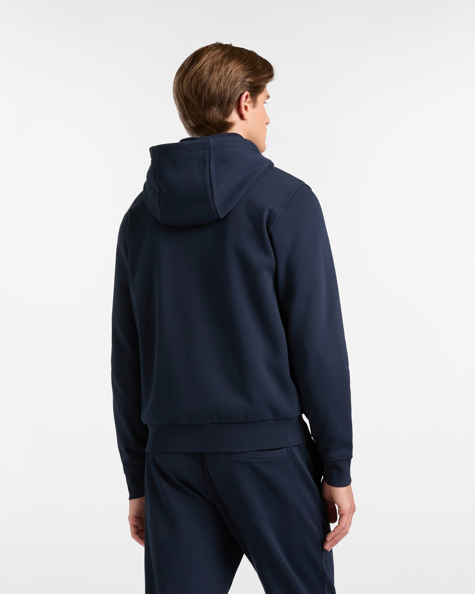 Full-Zip Hoodie in Brushed Piquet