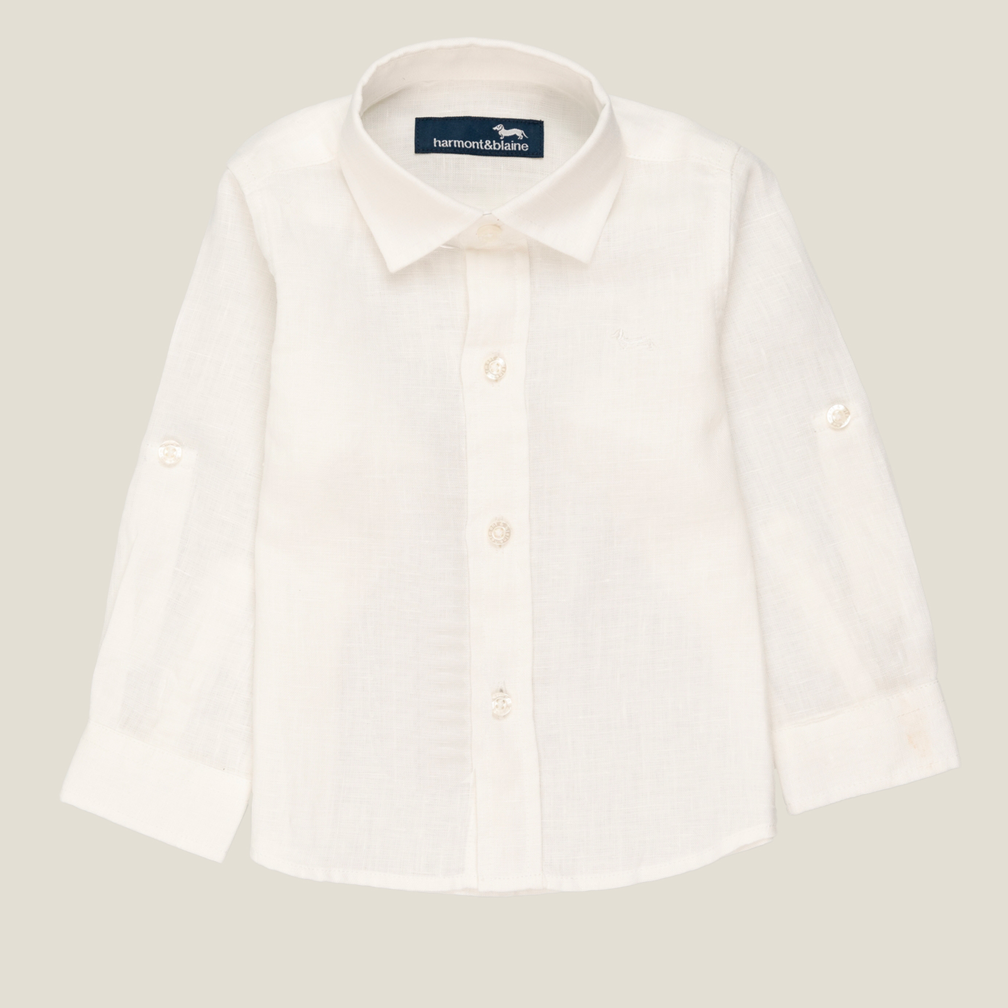 Camisa de lino con logotipo bordado