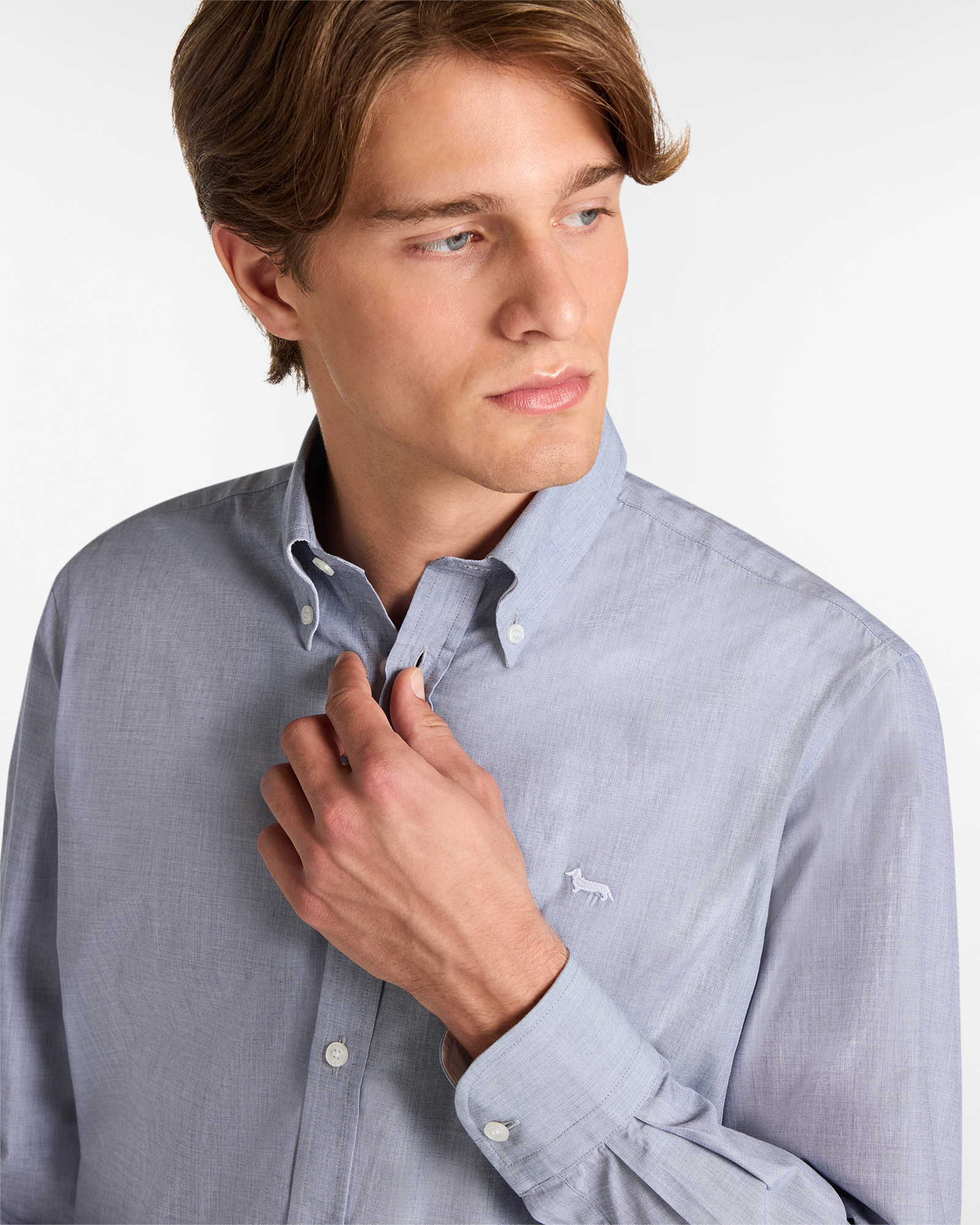 Regular Cotton Shirt with Dachshund, Navy Blue, large image number 2