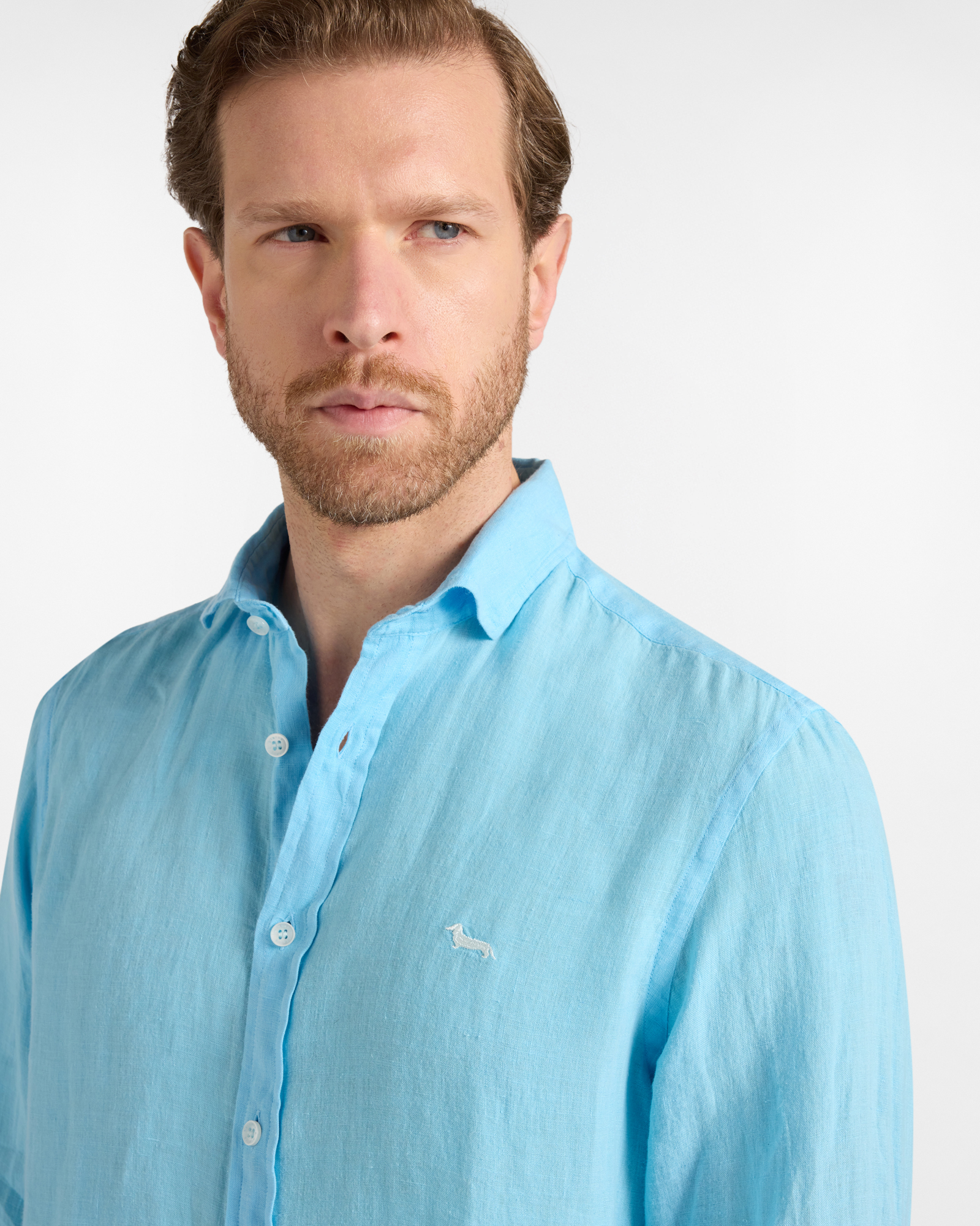 Solid color pure linen shirt, Celeste, large image number 2