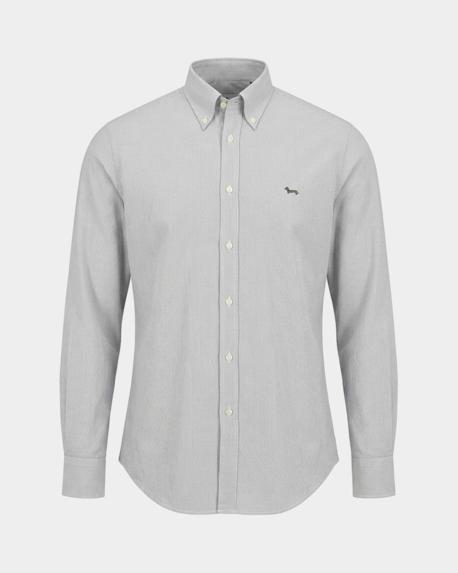 Men's regular-fit yarn-dyed shirt with micro-stripe, BOTTLE GREEN, large