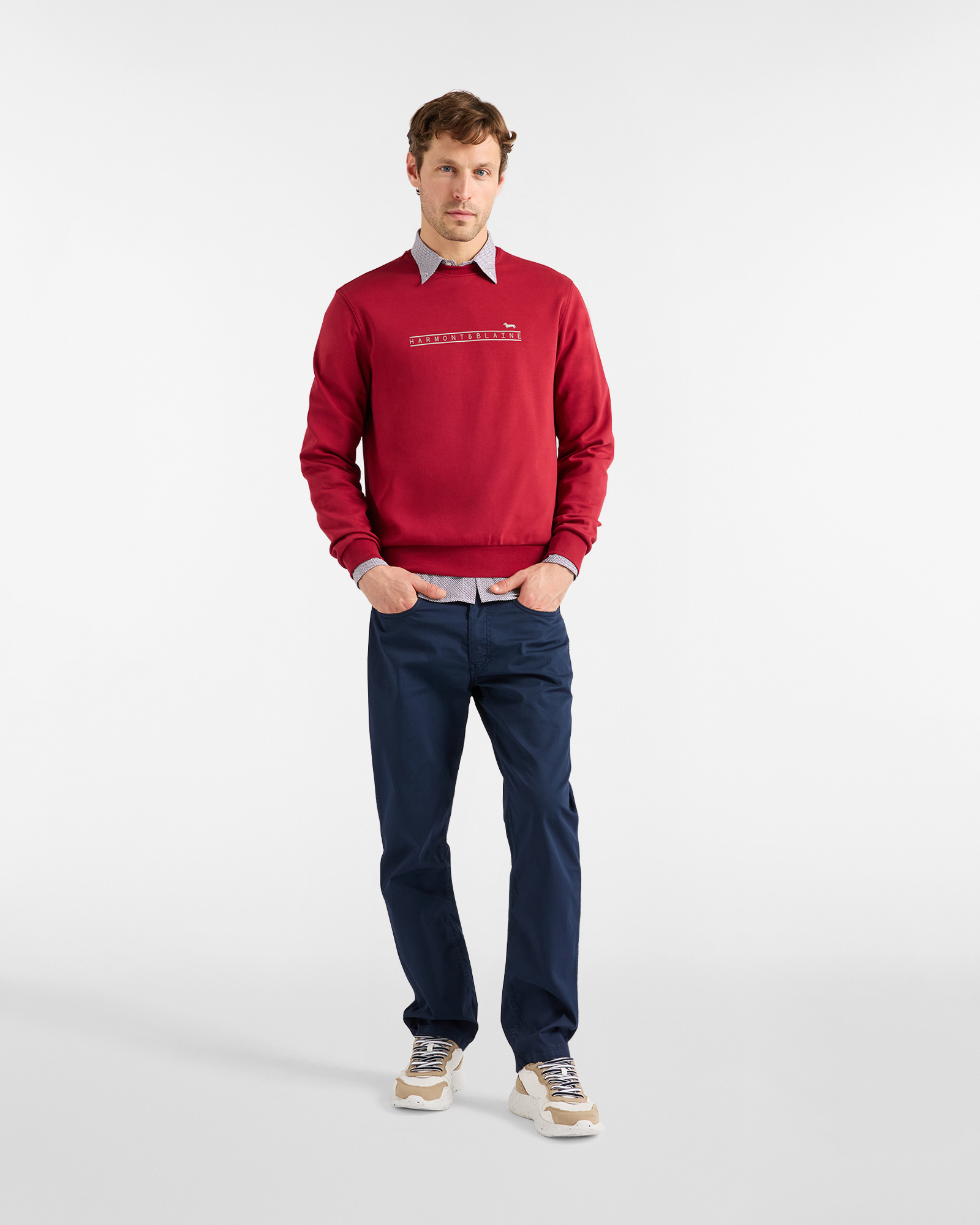 Crewneck sweatshirt with printed logo, Red, large image number 3