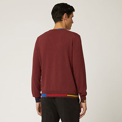 Cotton And Wool Crew-Neck Pullover With Contrasting Details