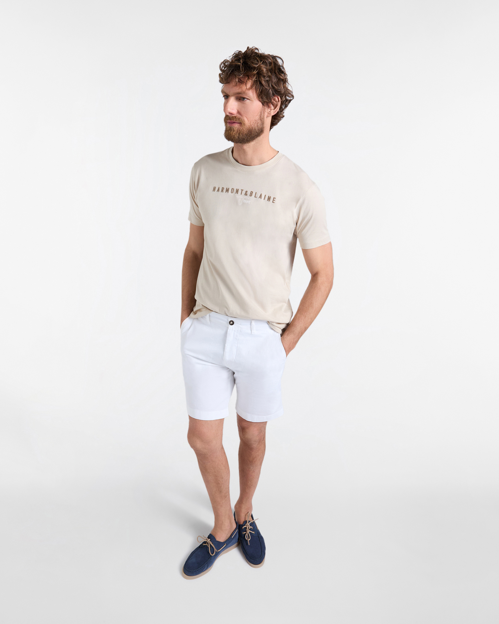 T-Shirt Uomo con Stampa Logo Regular Fit, Beige, large image number 3