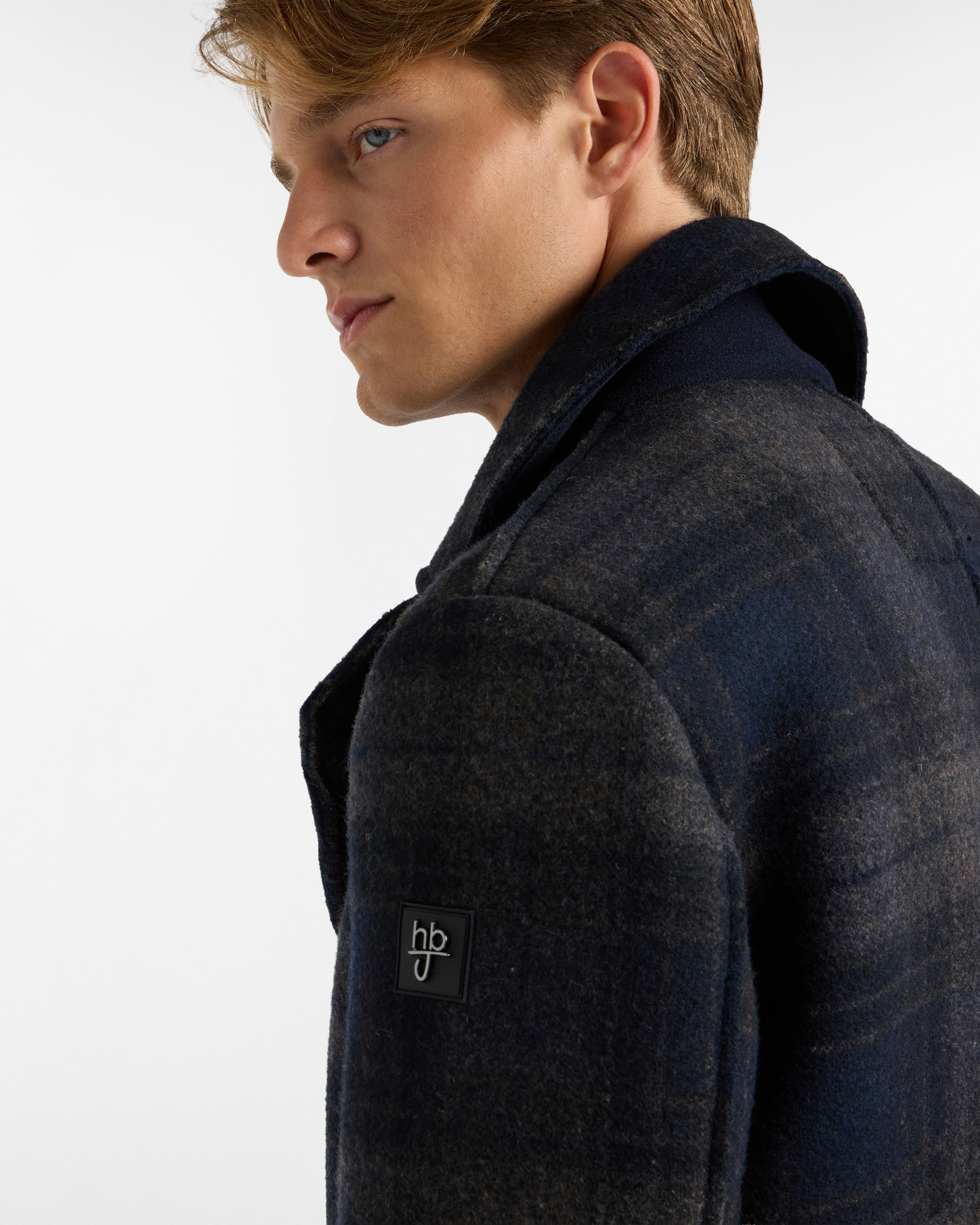 Peacoat con motivo check, Blu Scuro, large image number 2