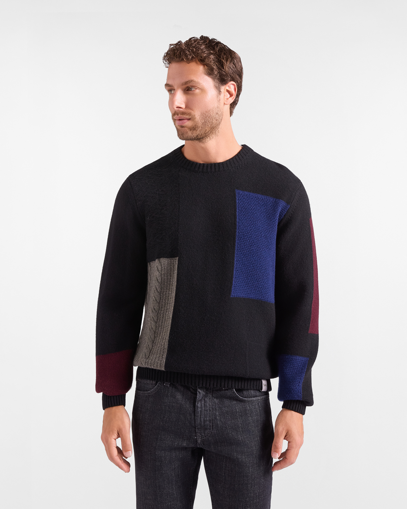 Maglia Uomo in 100% pura lana nero Regular Fit Made in Italy