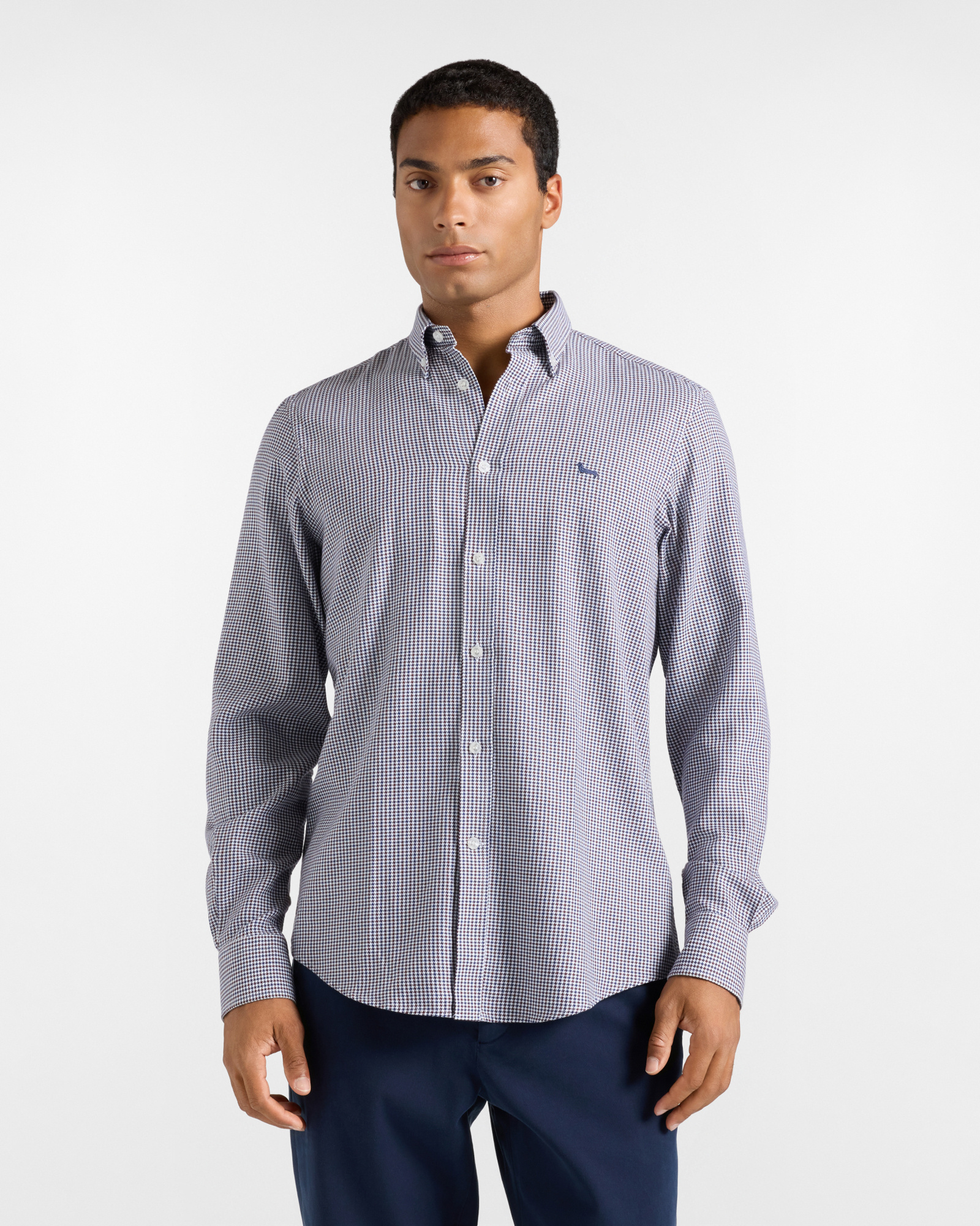 Men's regular-fit textured houndstooth shirt, DARK PURPLE, large image number 0