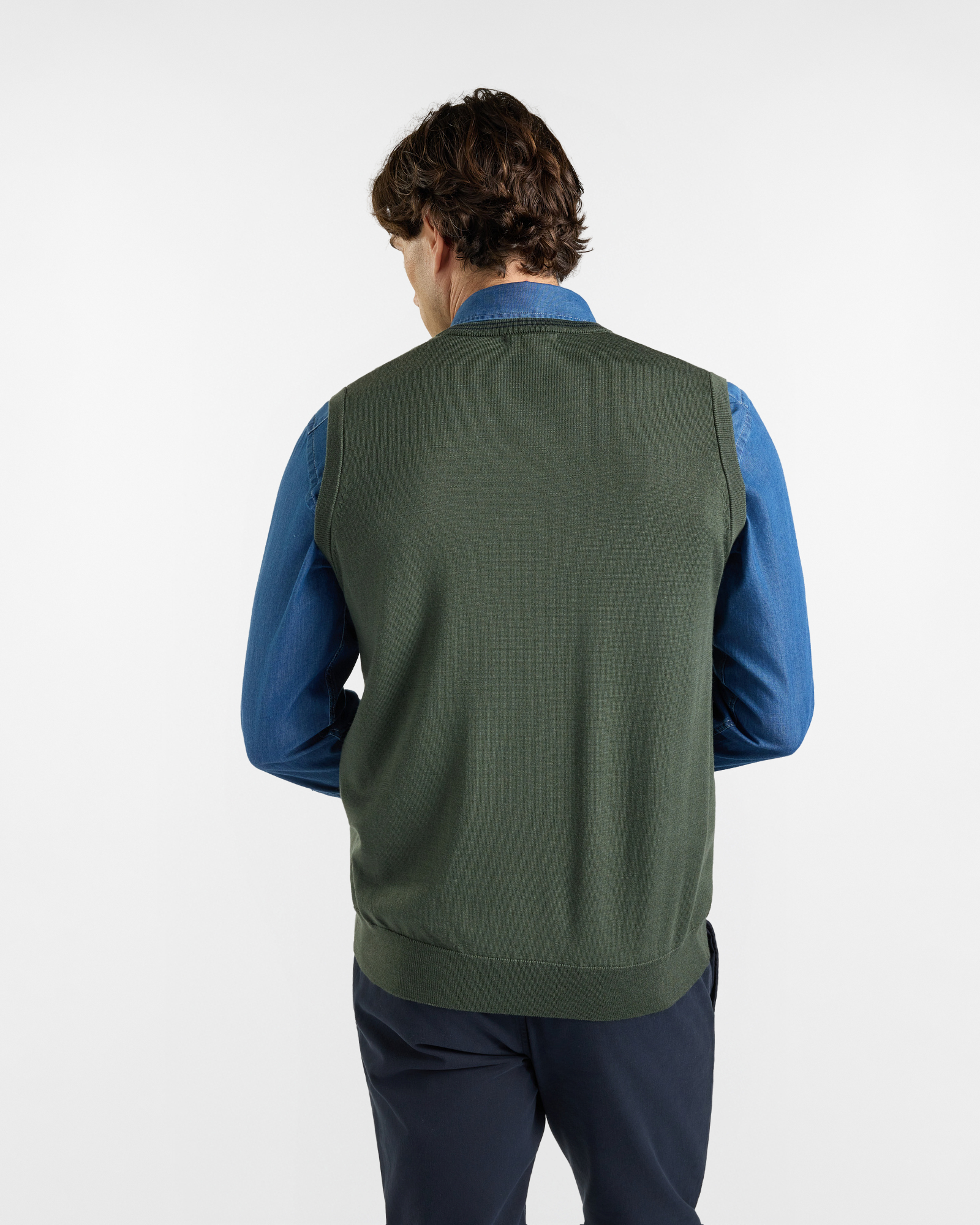 Gilet in maglia HBJ Uomo in pura lana, VERDE, large