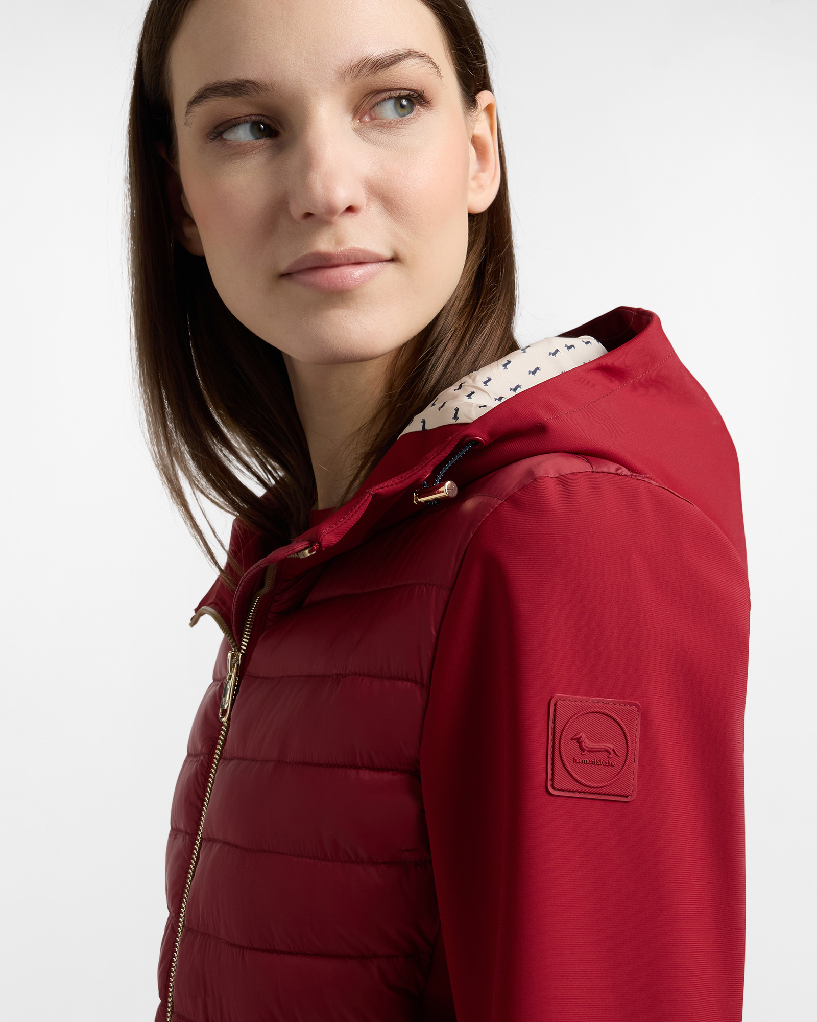 Bi-material jacket with hood, Red, large image number 2
