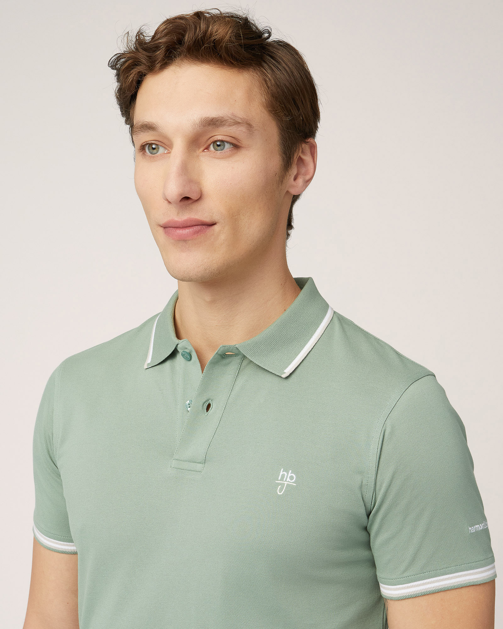Polo with Contrasting Stripes, Moss Green, large image number 2