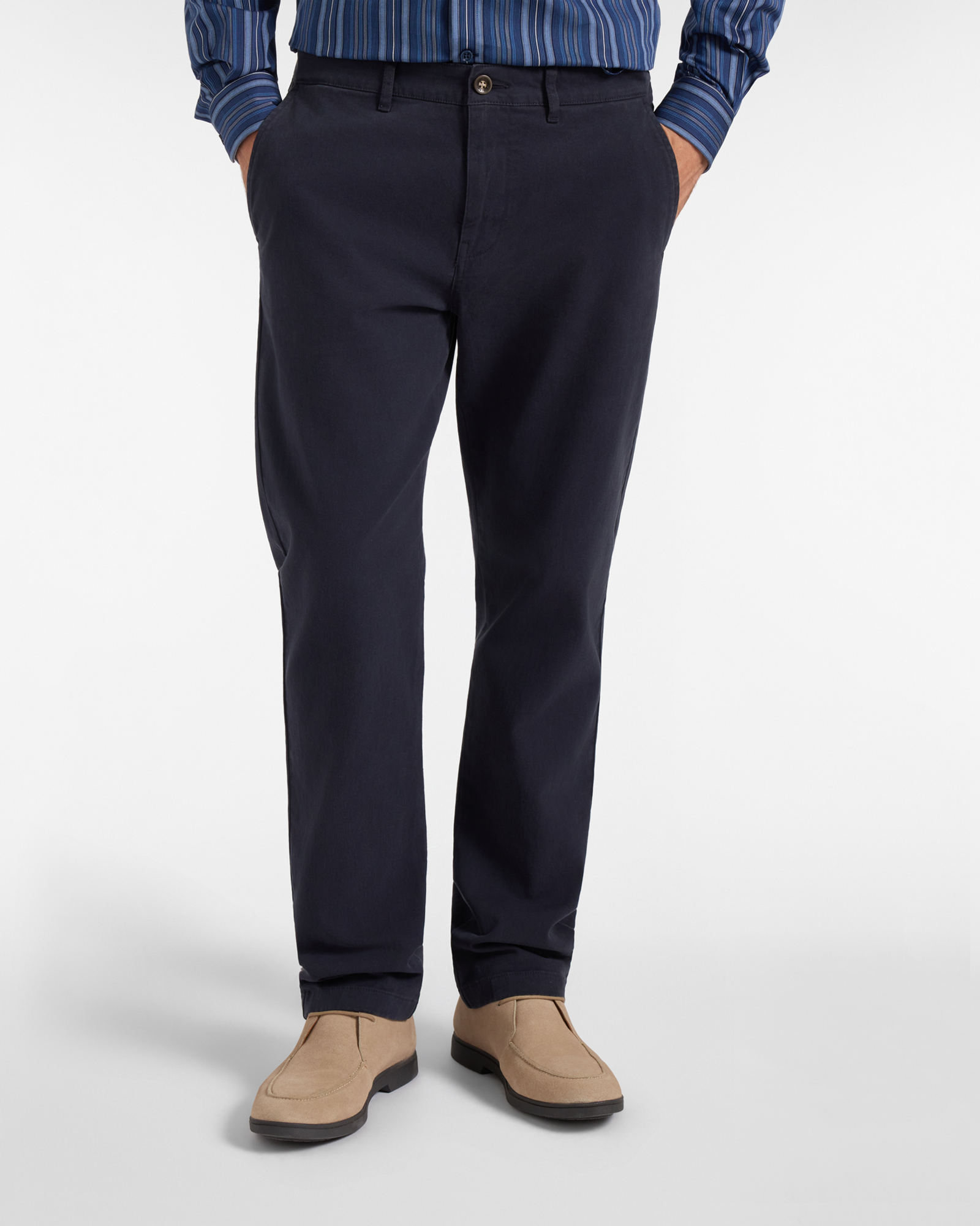 Pantalone Chino HBJ Uomo Regular Fit in Bull di Cotone Stretch Blu Scuro