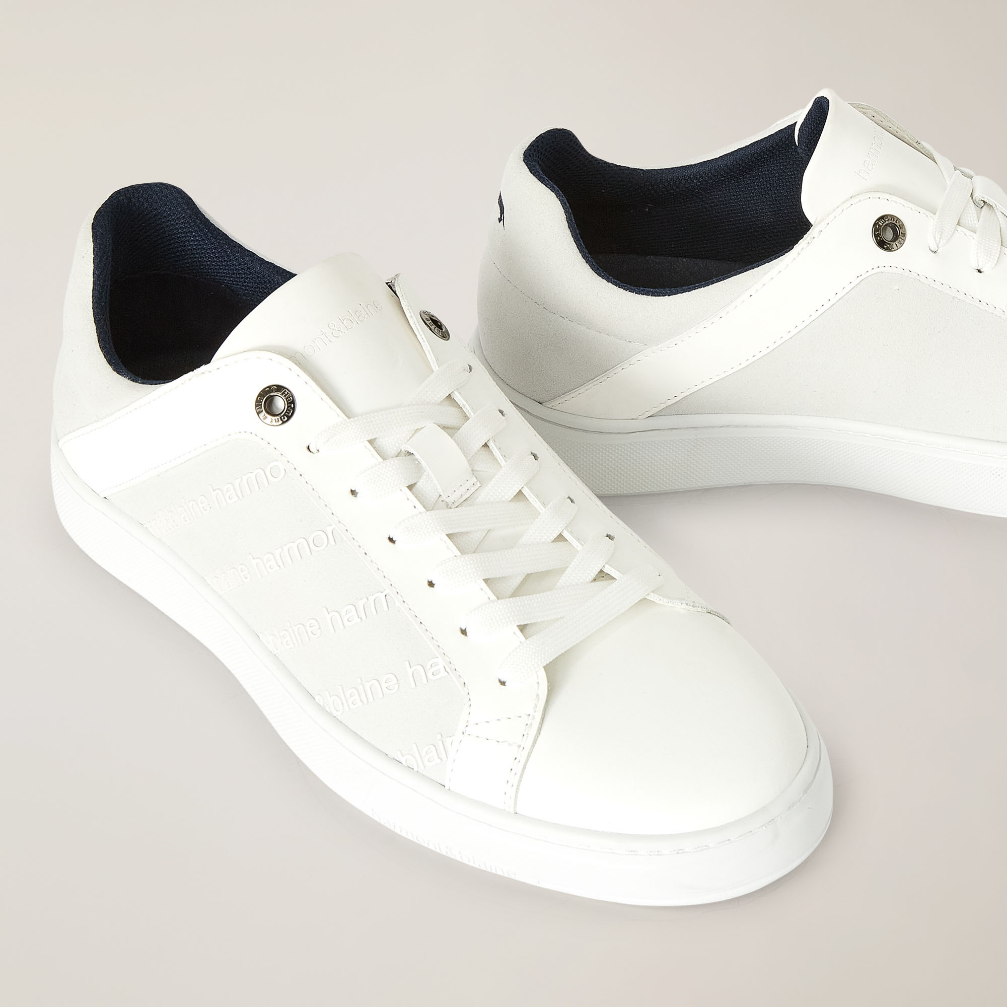Sneaker In Mix Di Materiali, Bianco, large image number 3
