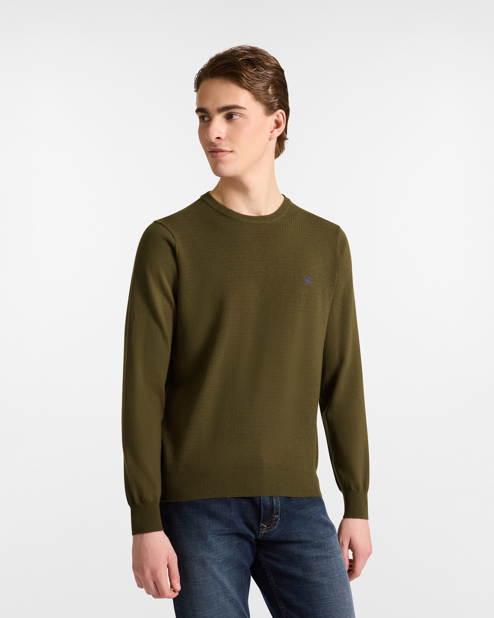 Pullover Lavorazione A Quadri, Uomo, Verde, Taglia: S