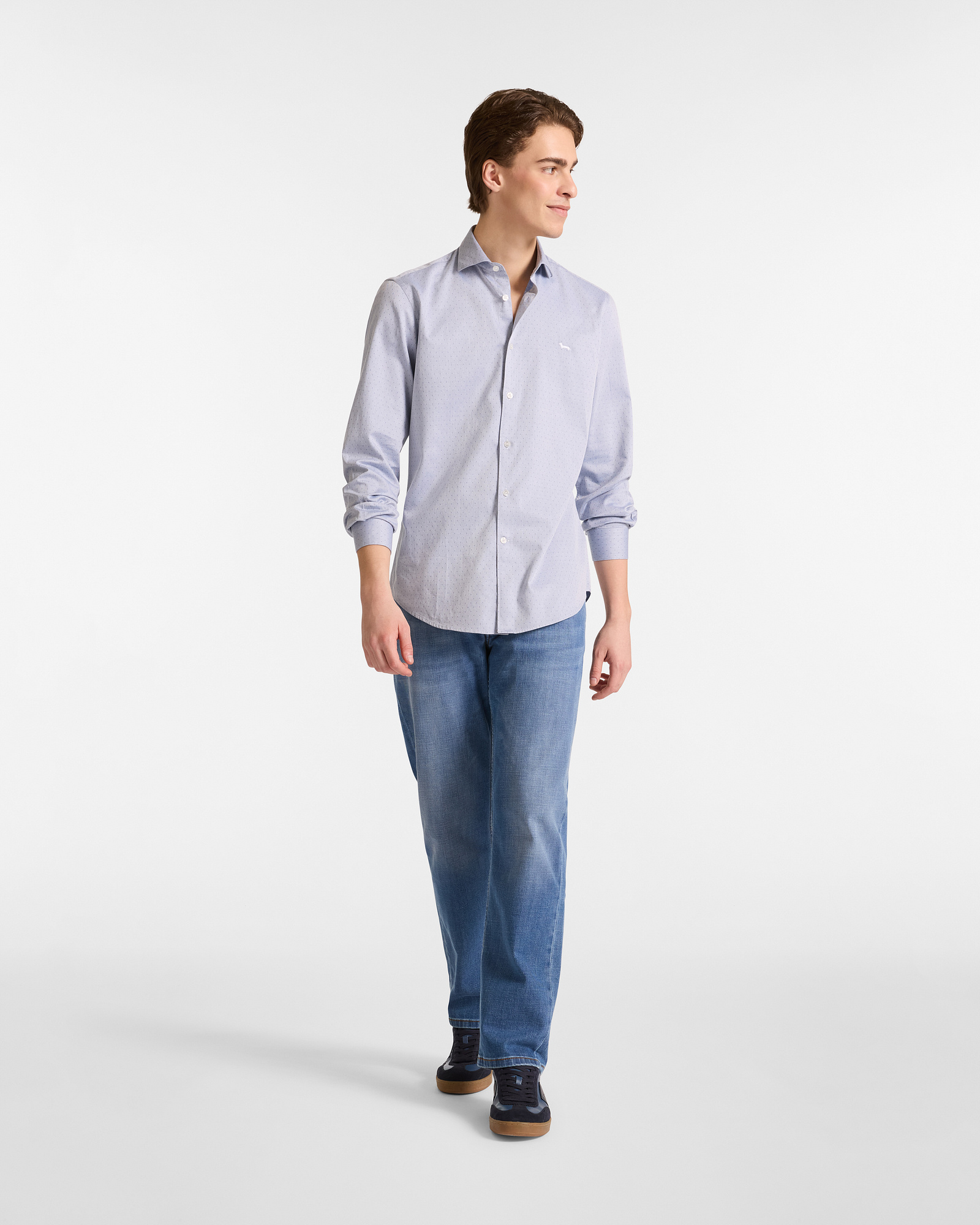 Camicia A Pois Con Bassotto, Blu Chiaro, large image number 3