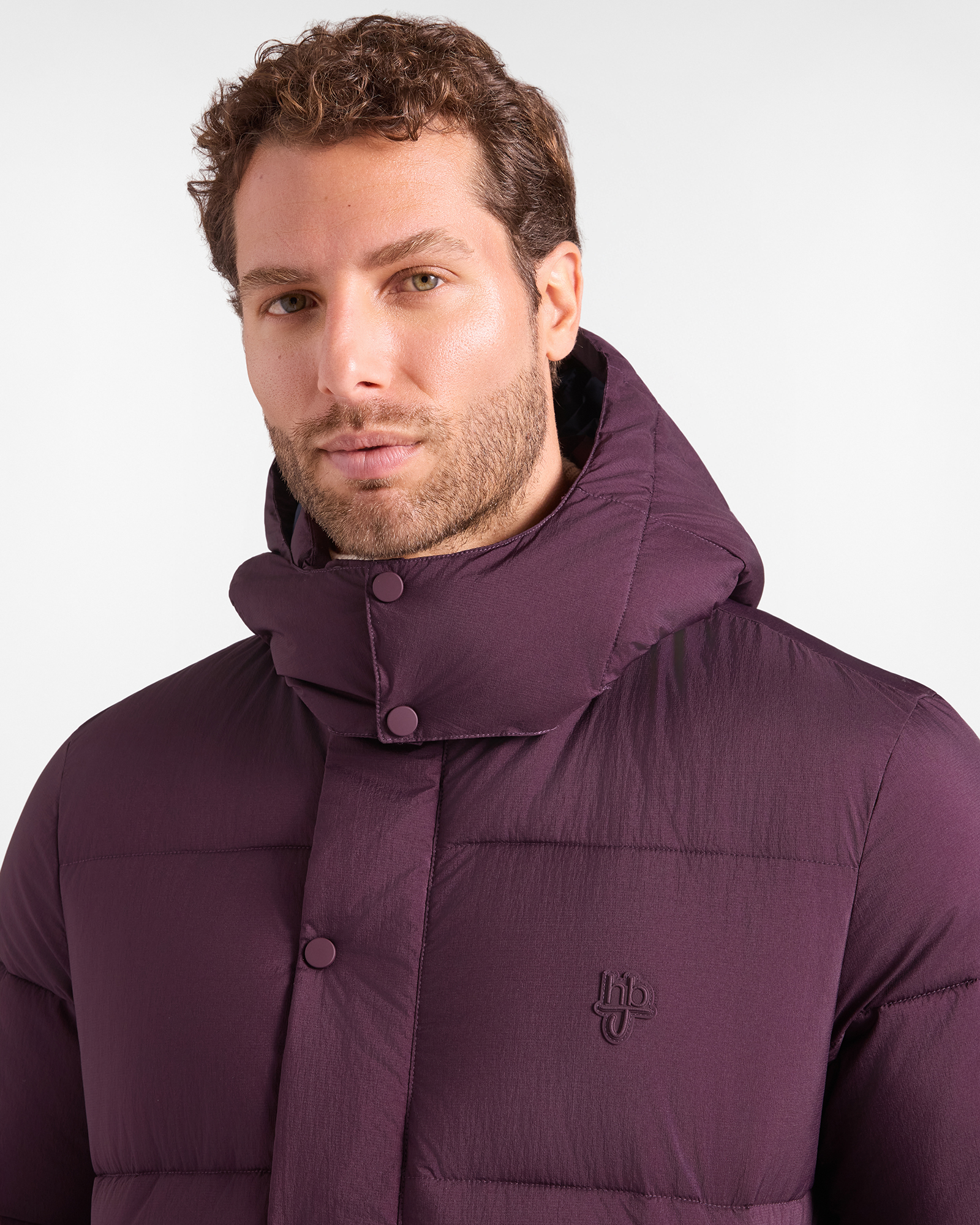 Giubbino HBJ Uomo Effetto Piumino in Nylon, PRUGNA, large