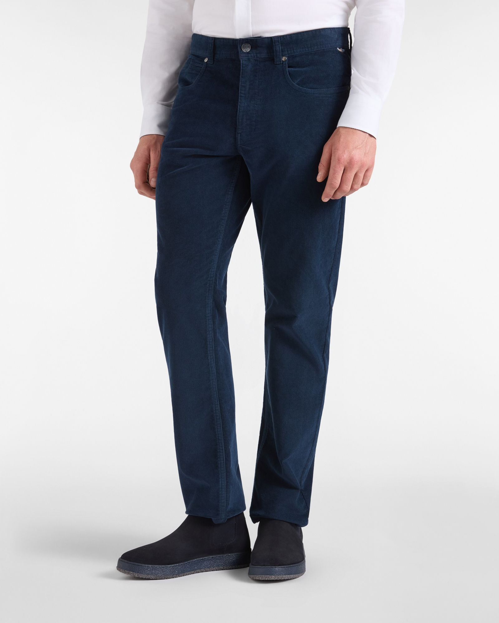 Pantalone HBJ Uomo Regular Fit 5 Tasche in Velluto di Cotone Stretch Blu Scuro