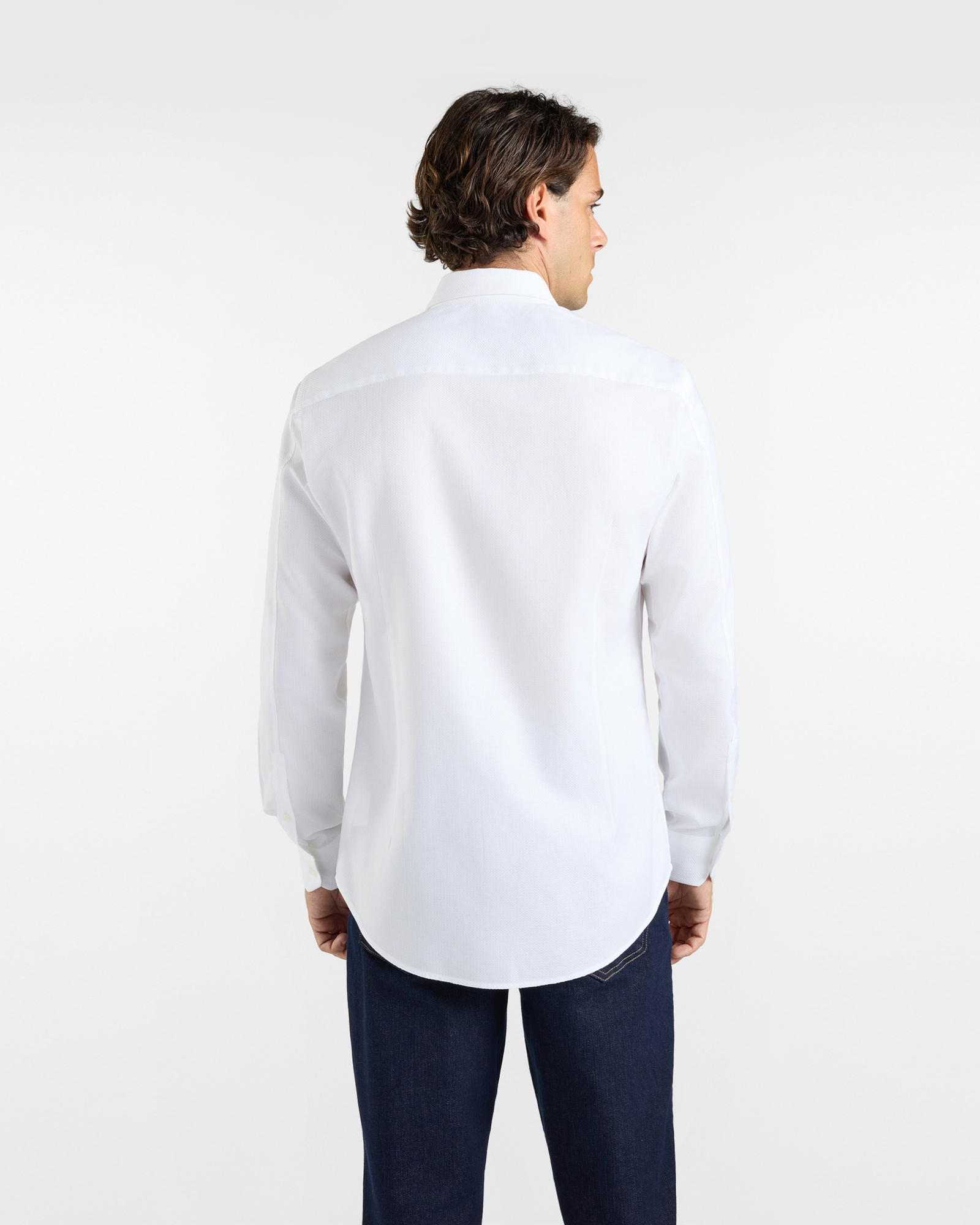 Camicia HBJ Uomo Narrow Fit in puro cotone con collo piccolo, BIANCO, large