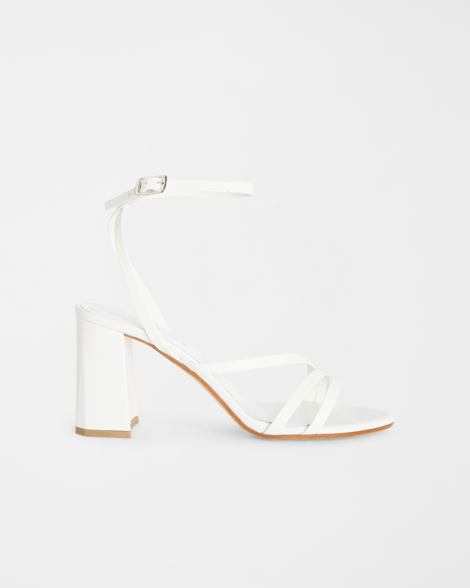 High-heeled leather sandal